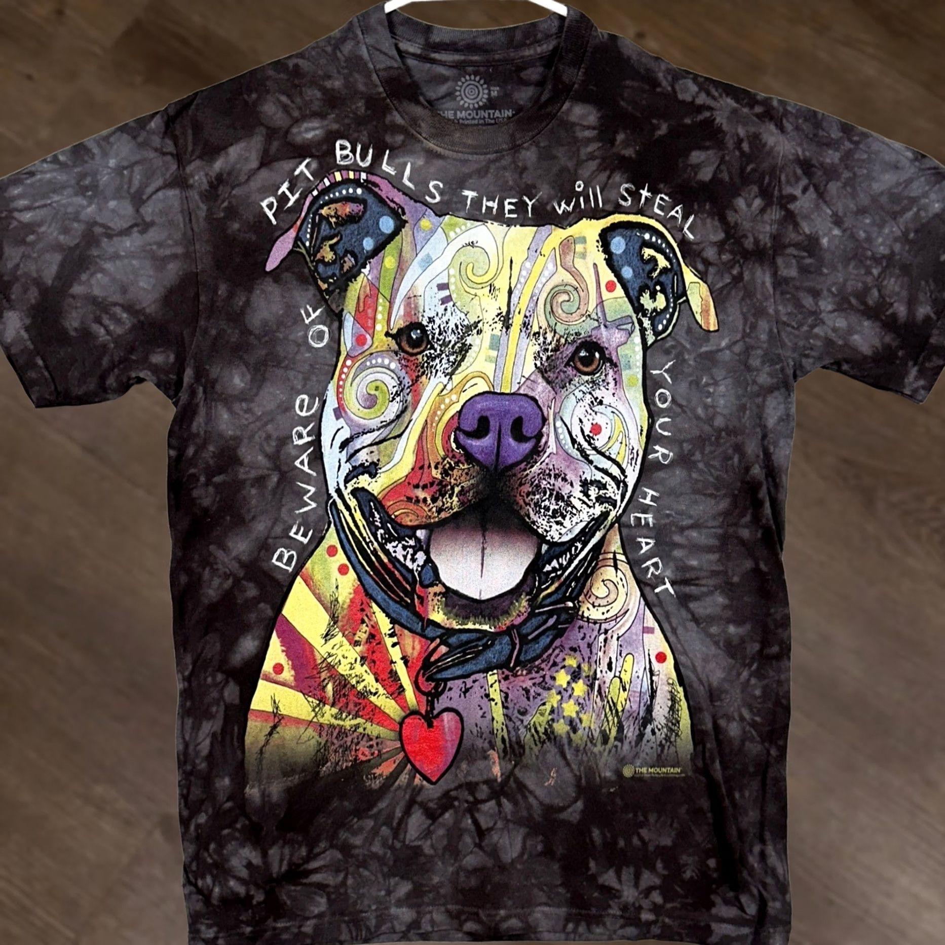 The Mountain The Mountain Unisex Medium T-Shirt Black Tie Dye Pitbull Graphic Print Unique Shirt Regular Short Sleeve Mens Womens Boys Girls} Size US M / EU 48-50 / 2 - 1 Thumbnail
