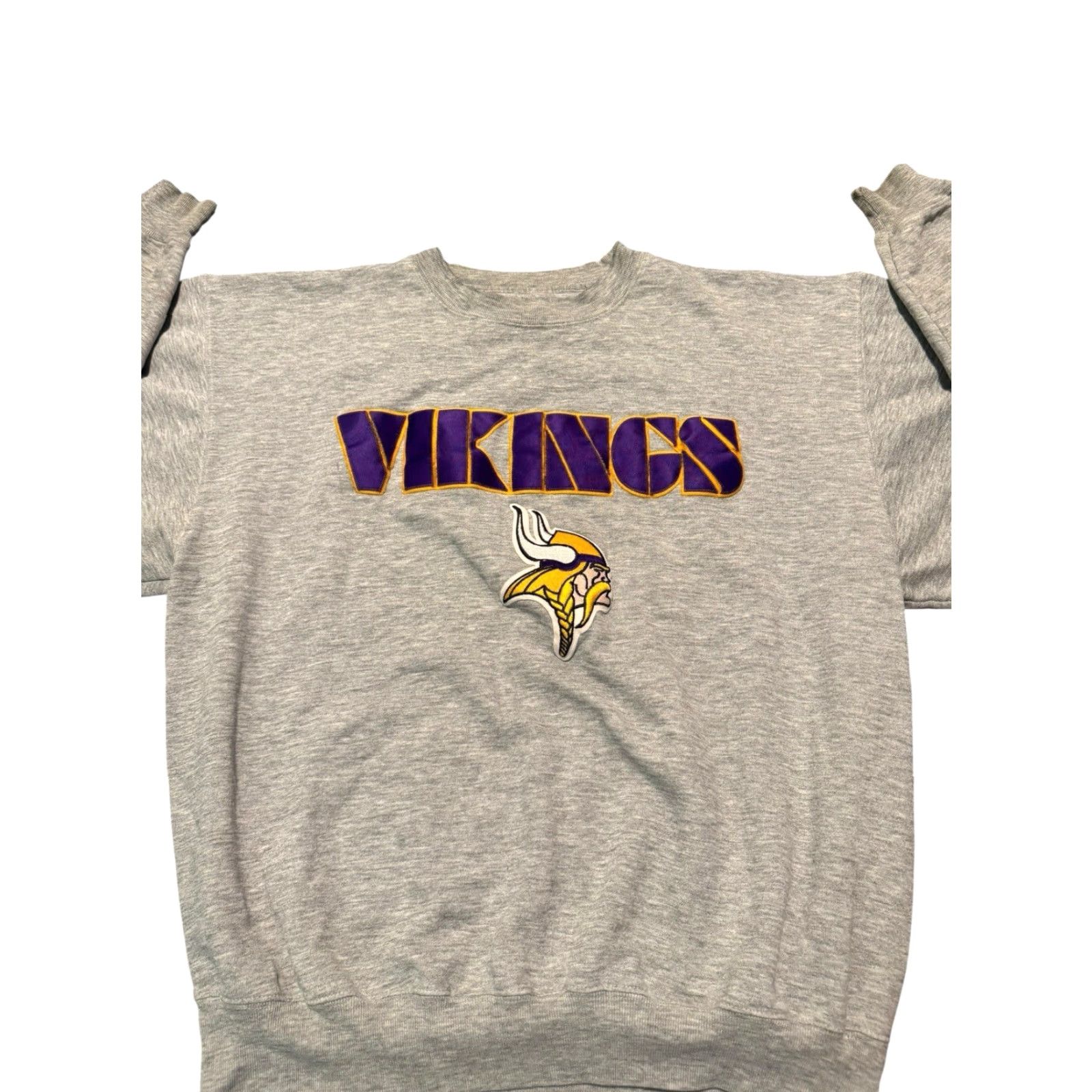 Vintage VINTAGE Majestic Minnesota Vikings Pullover Sweatshirt Crew Neck Cotton Gray XL Distressed Mens Size US XL / EU 56 / 4 - 3 Thumbnail