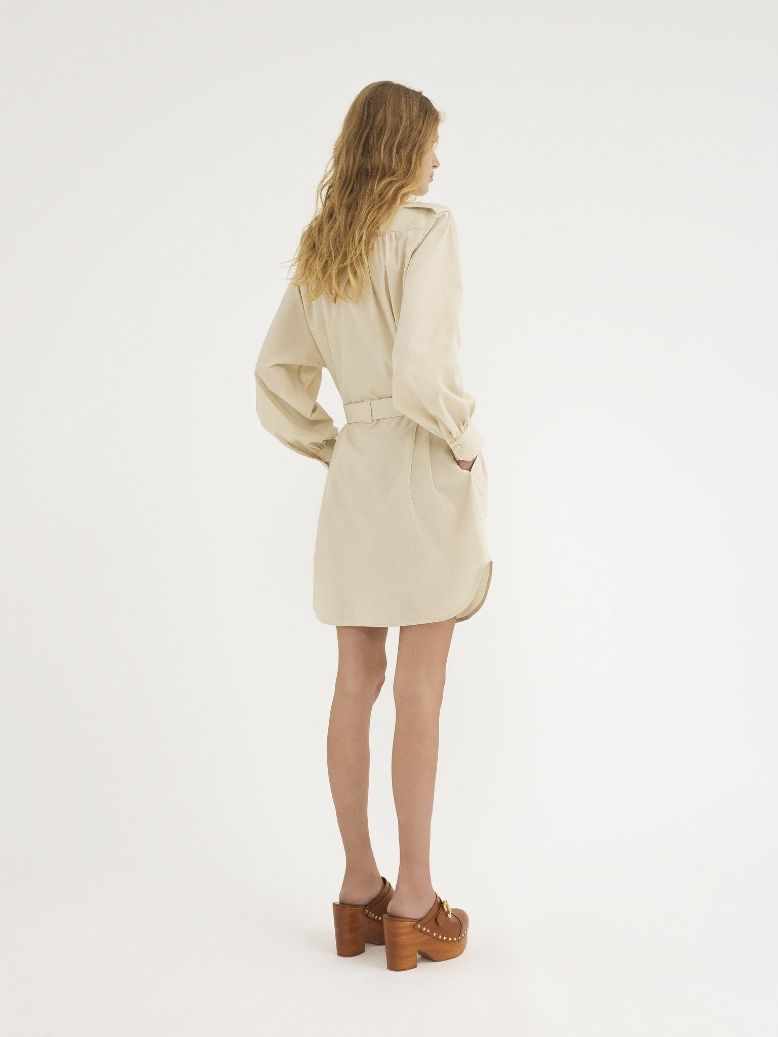 Chloe o1loc1c10226 Utilitarian Shirt Dress in Secret Brown Size L / US 10 / IT 46 - 4 Thumbnail