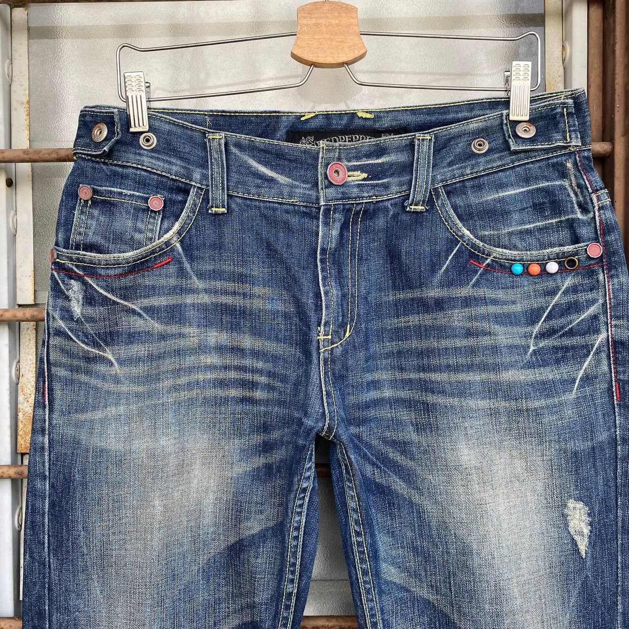 Japanese Brand × Le Grande Bleu (L.G.B.) × Tornado Mart A BEAUTIFUL FLARE DENIM RED PEPPER GOLD LABEL EAGLE WING Size US 31 - 16 Thumbnail