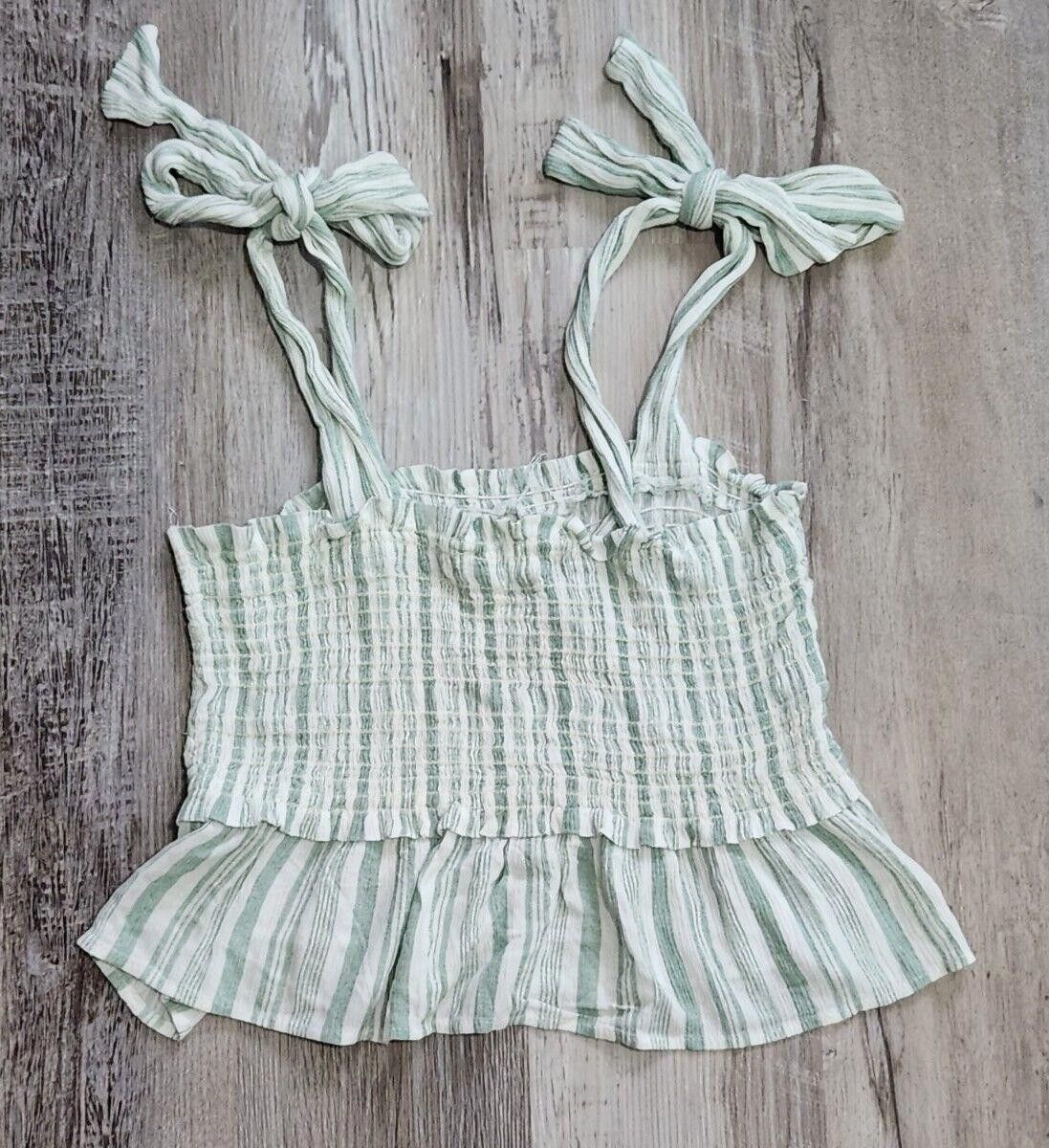 Designer Lazy Sundays Tank Tank Crop Top Large Tie Straps Peplum Size L / US 10 / IT 46 - 2 Thumbnail