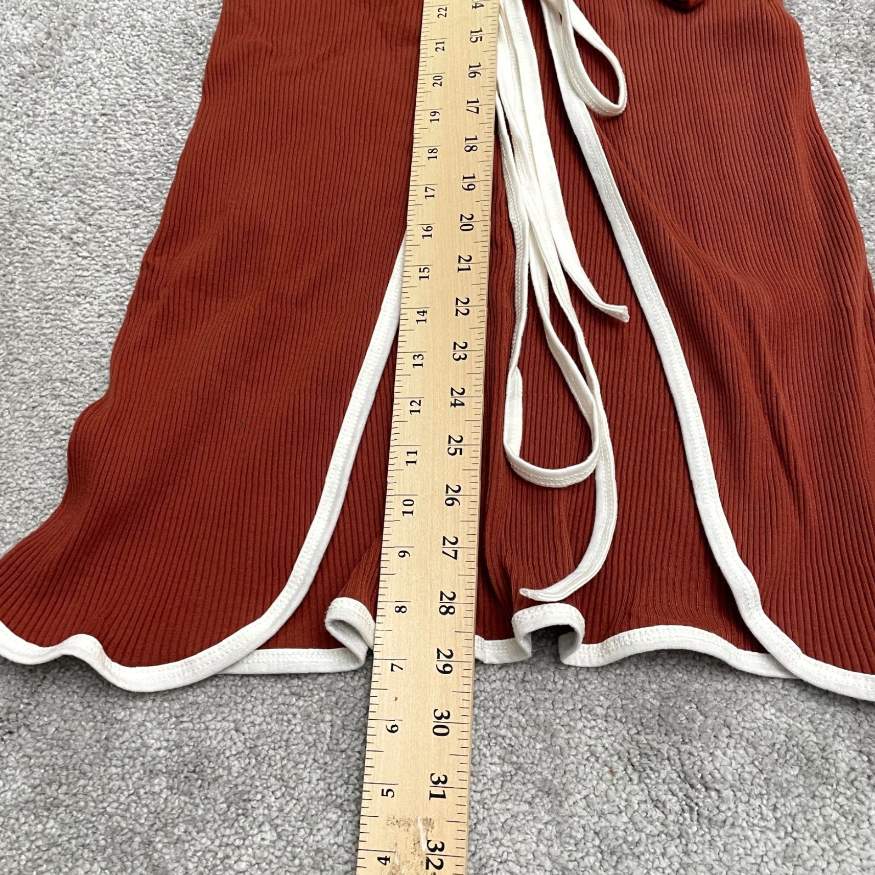 Vintage Unbranded Ribbed Knit Robe Womens XS Brown White Tie Long Sleeve Stretch Cover Size XS / US 0-2 / IT 36-38 - 6 Thumbnail