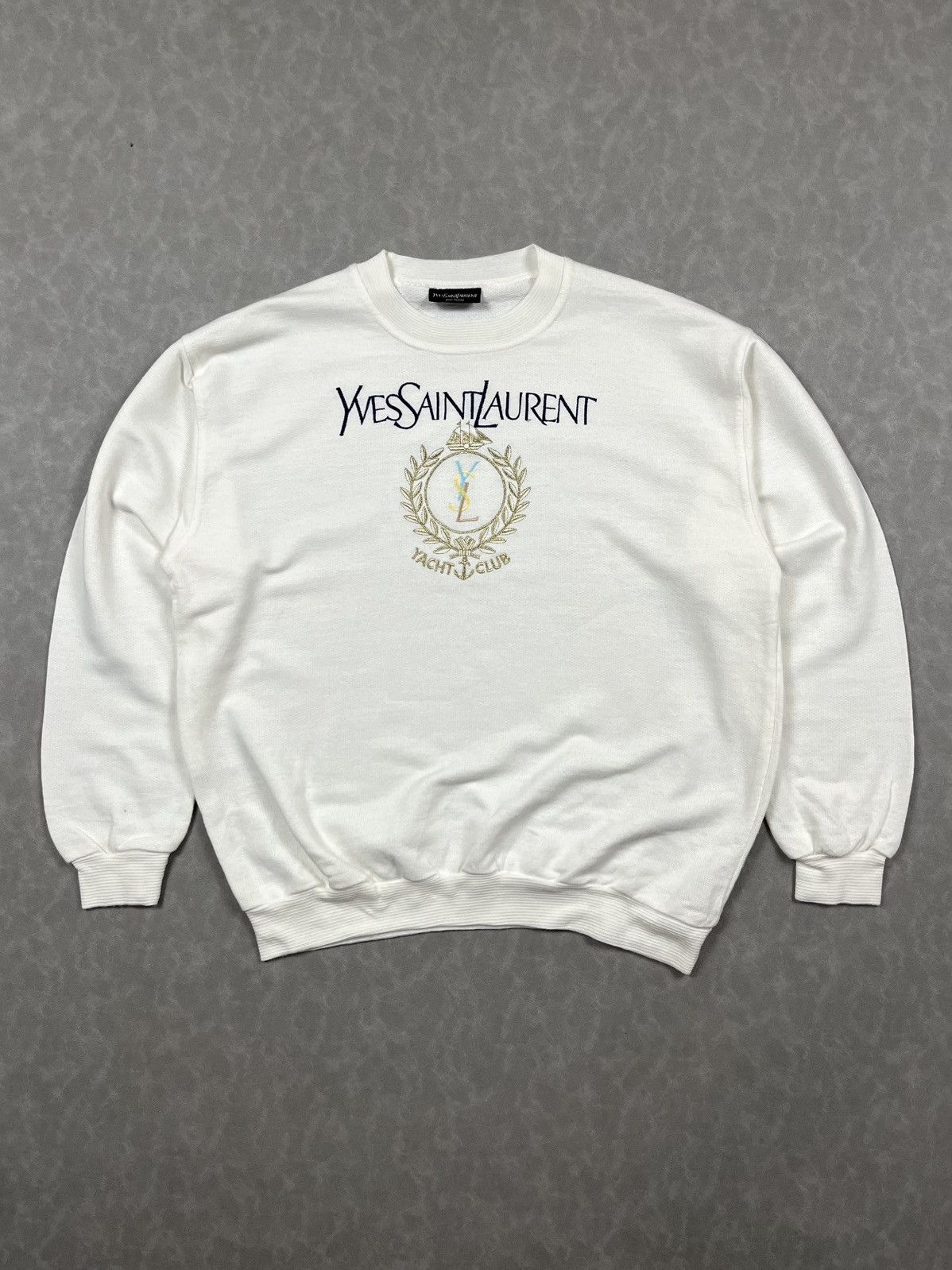 Yves Saint Laurent 90s YSL embroidery sweatshirt Size US M / EU 48-50 / 2 - 1 Thumbnail