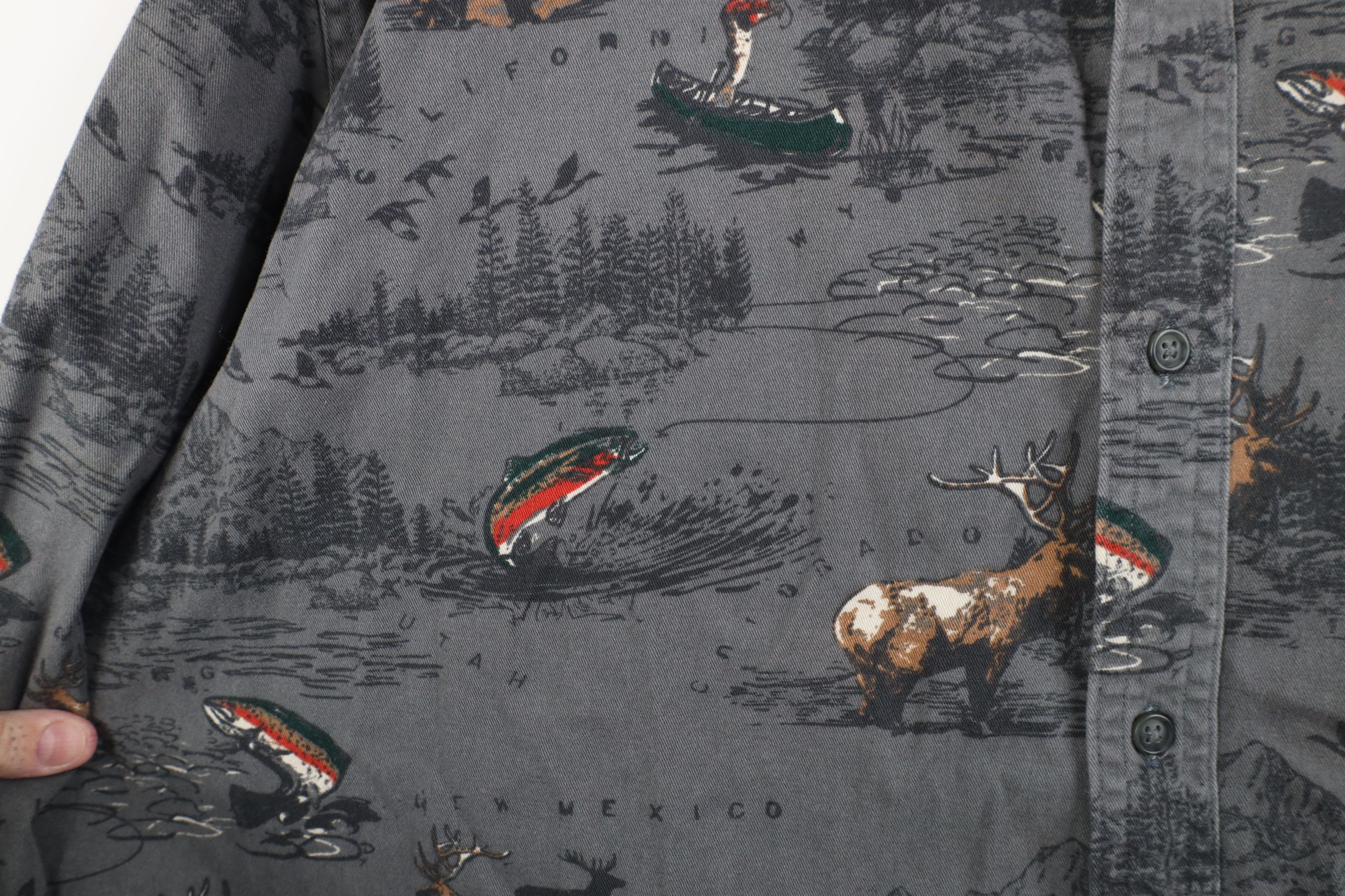Vintage Vintage 90s Hunting Fishing All Over Collared Button Shirt Size US XXL / EU 58 / 5 - 5 Thumbnail