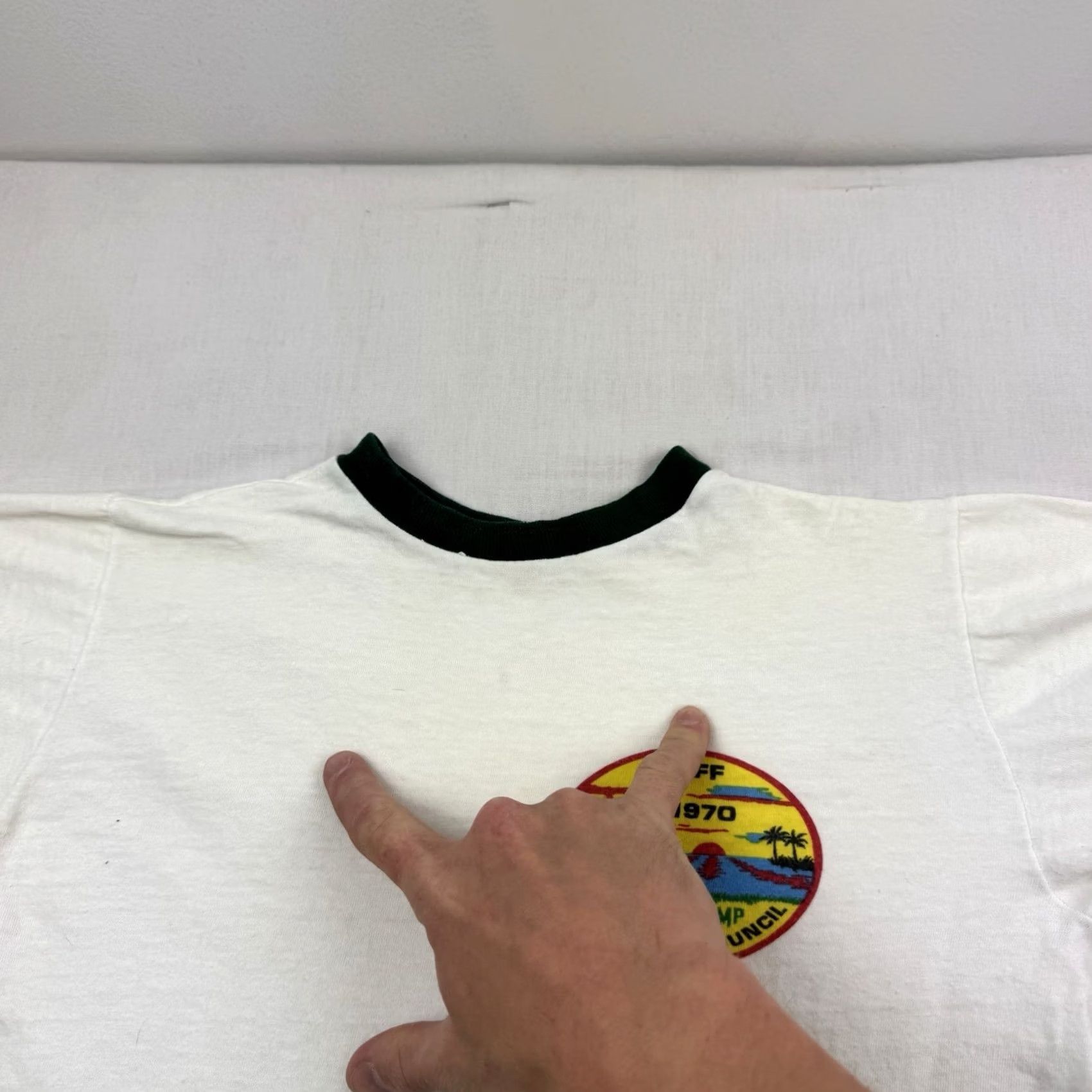 Vintage Vintage Boy Scouts Ringer Shirt Adult Small 1970 Staff Summer Camp 70s USA - Size White Cotton - Size US S / EU 44-46 / 1 - 4 Thumbnail
