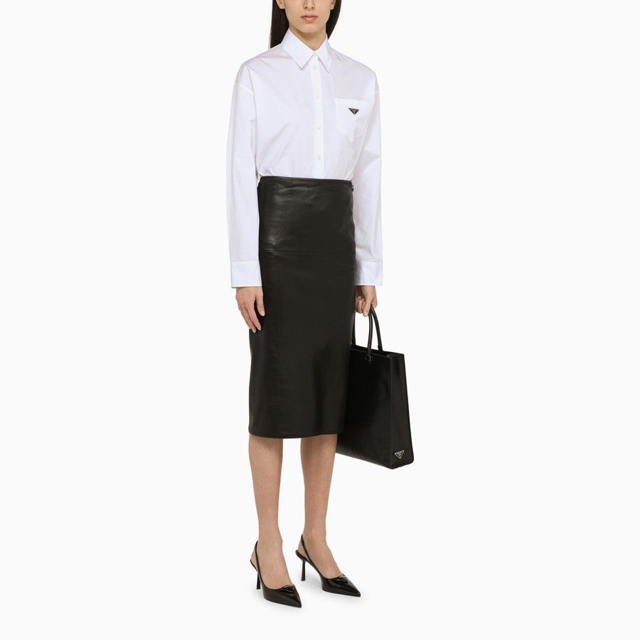 Prada o1d2blof0924 Leather Skirts in Black Size 27" / US 4 / IT 40 - 2 Thumbnail
