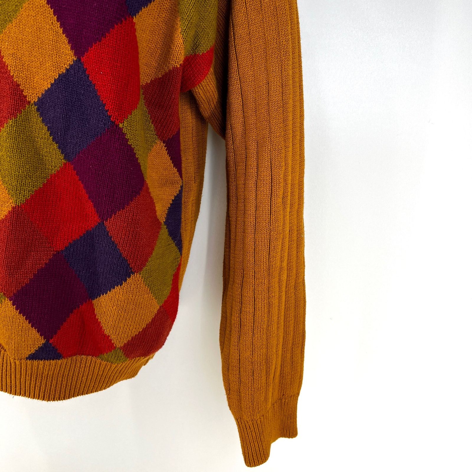 Perry Ellis Vintage Perry Ellis Diamond Motif Cotton Crewneck Sweater Size US M / EU 48-50 / 2 - 4 Thumbnail
