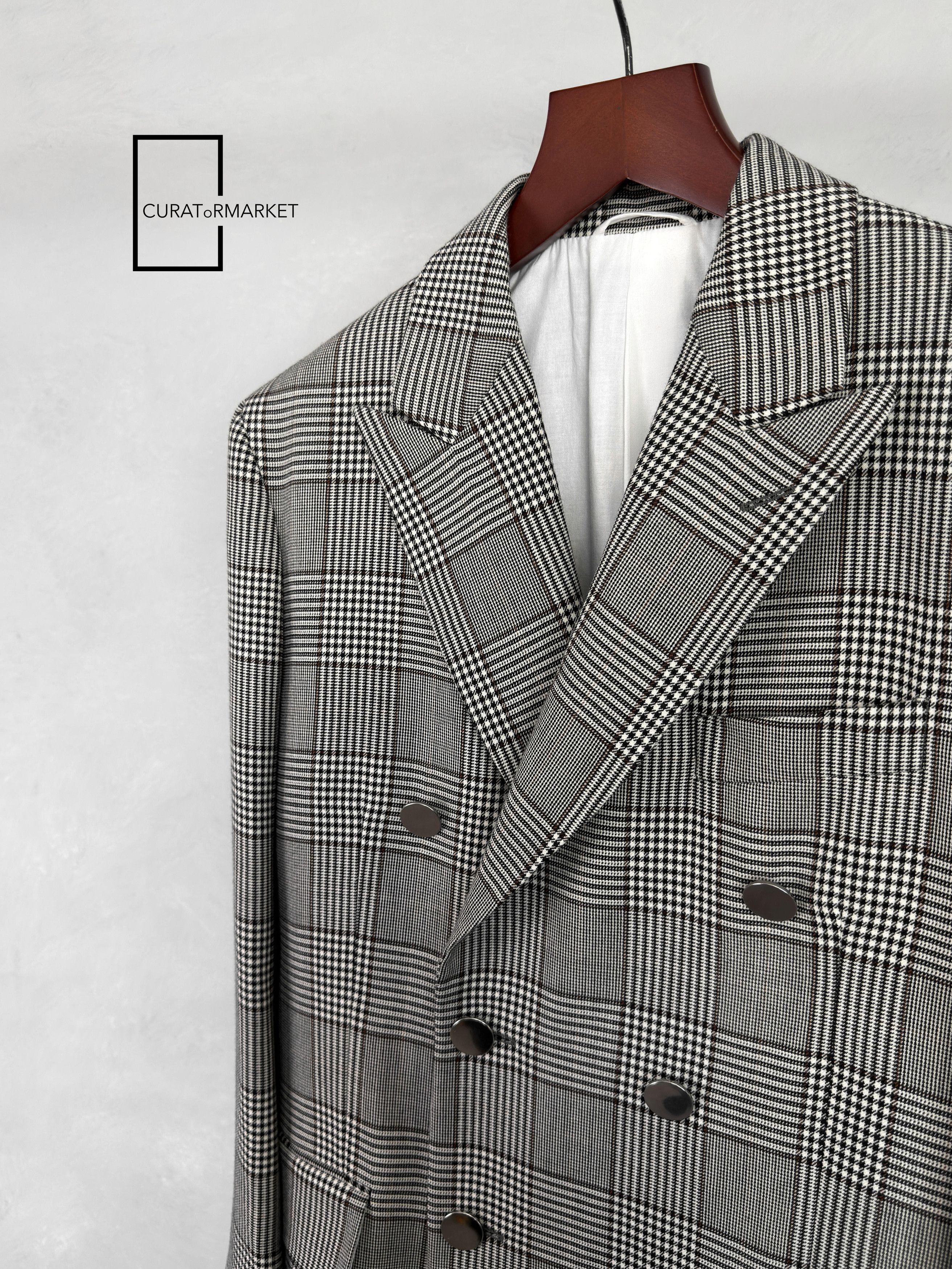 Calvin Klein 205W39NYC EU48 Iconic Raf Houndstooth Check Stripe Long Wool Coat FW18 Size US M / EU 48-50 / 2 - 3 Thumbnail
