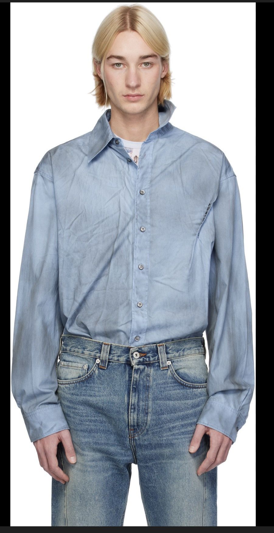 Y/Project Y Project Smoked Blue Button Up Size US M / EU 48-50 / 2 - 1 Thumbnail