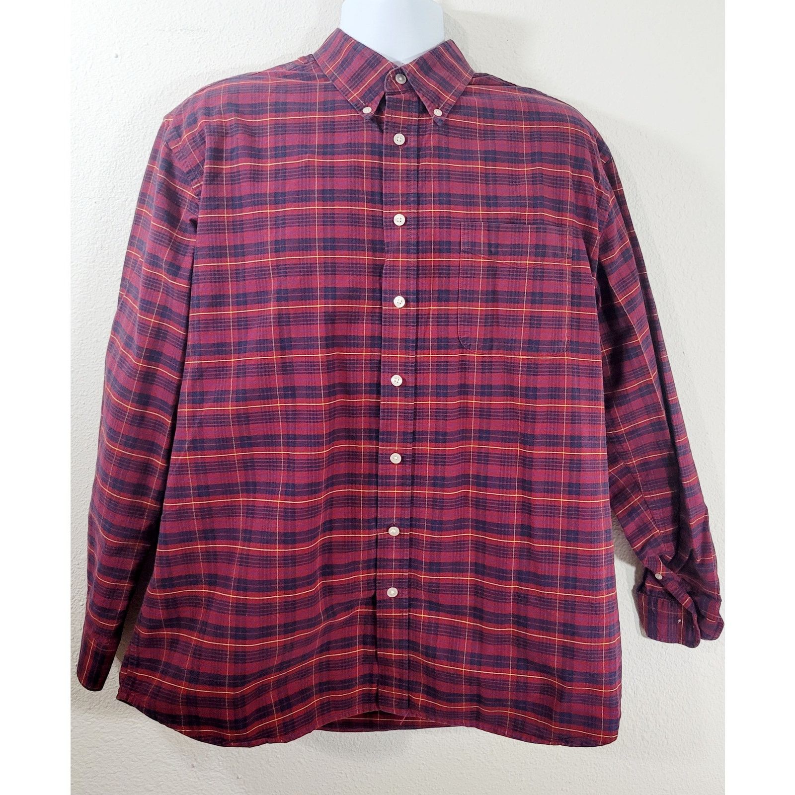 John Ashford John Ashford Red Blue Plaid Button Up Denim Shirt XL Tall Size US XL / EU 56 / 4 - 1 Thumbnail