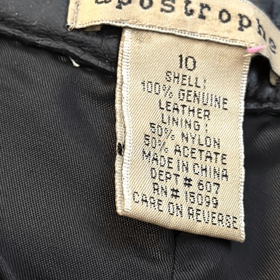 Vintage Apostrophe Women’s Leather Pants Black Size 10 Chino Pants Womens Leather Pants 10 Black Size 32" / US 10 / IT 46 - 7 Thumbnail