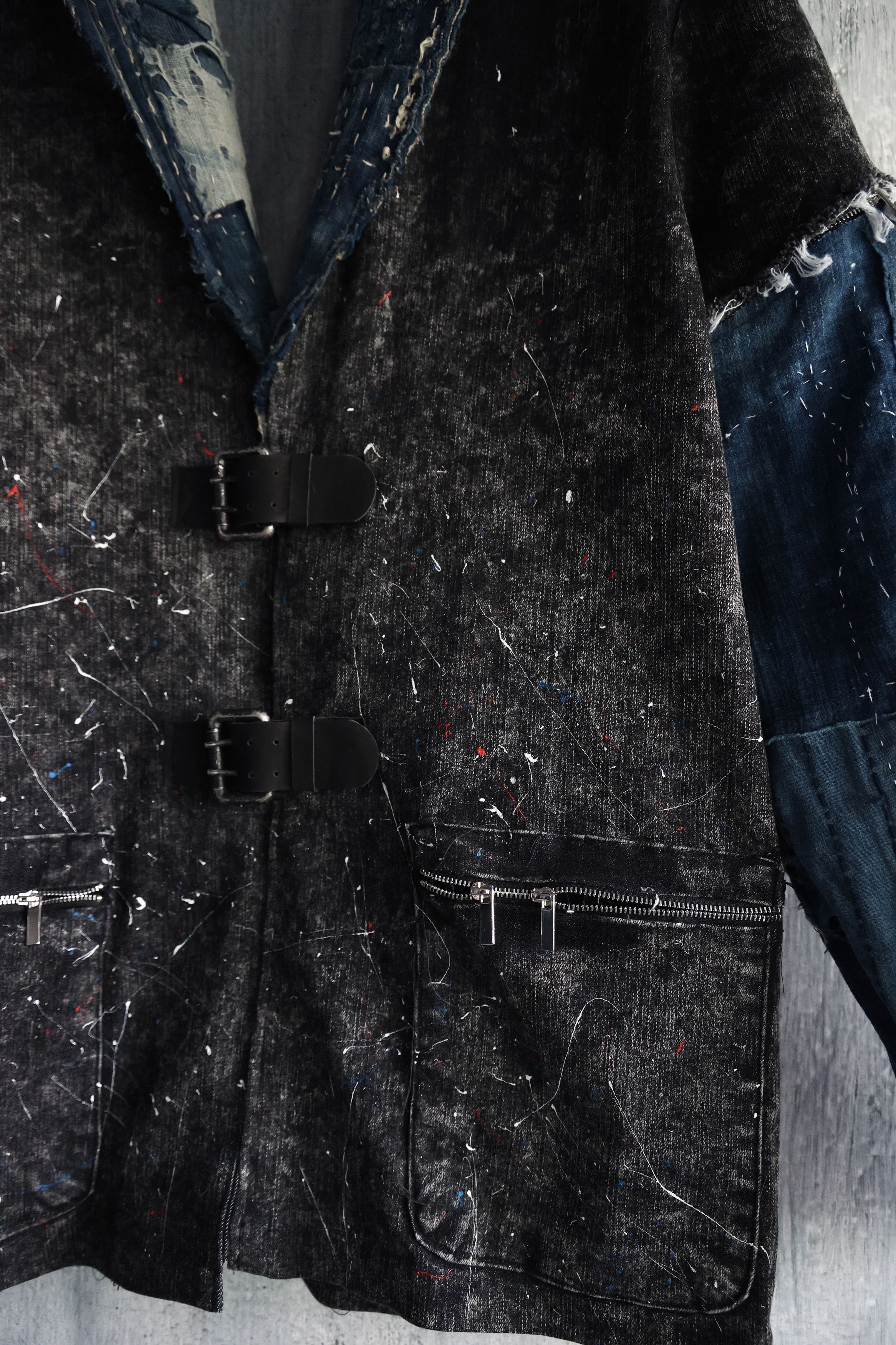 Hana Indigo Washed denim jacket patched with Boro vintage japan textiles Size US M / EU 48-50 / 2 - 6 Thumbnail