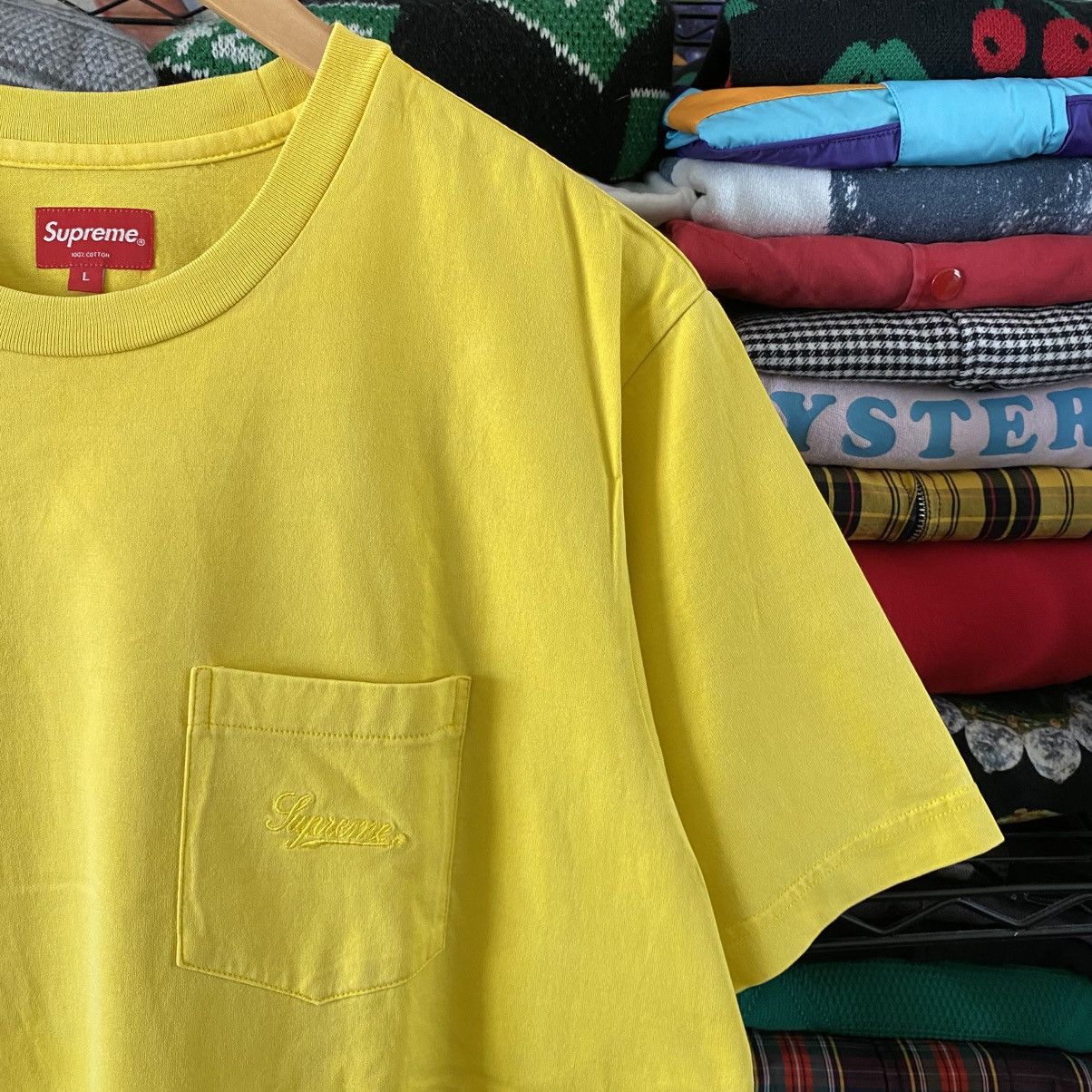Supreme Supreme Overdyed Pocket Tee Washed Bright Yellow 2018 Size US L / EU 52-54 / 3 - 3 Thumbnail