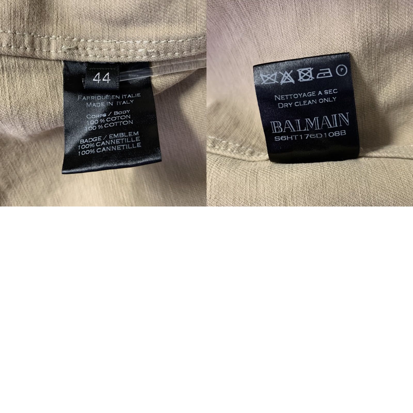 Balmain BALMAIN XL Khaki Arm Patch Cotton Band Collar Jacket Men Embroidery Italy Blazer Size 46R - 8 Thumbnail
