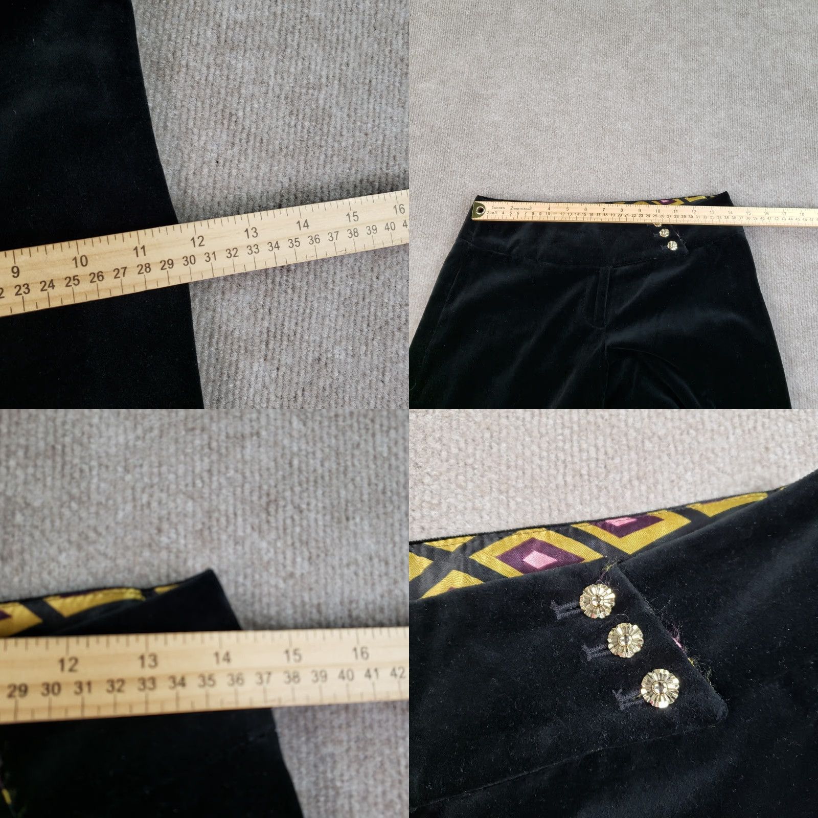 MILLY MILLY Black Velvet Wide Leg Pants Women Size 6 (28x33) Casual Dress Size 28" / US 6 / IT 42 - 8 Thumbnail