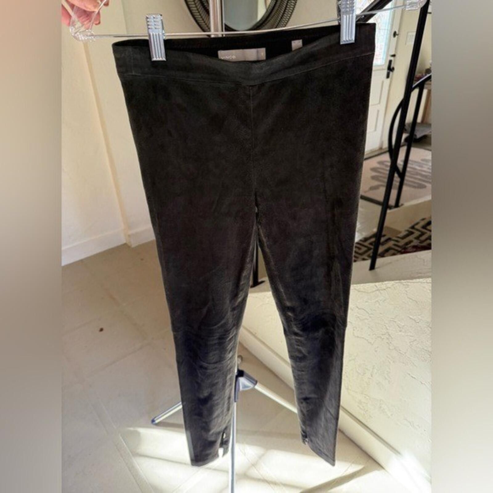 Vince Vince 100% Lamb Leather Pull-On Leggings Black Charcoal XS Size 26" / US 2 / IT 38 - 4 Thumbnail