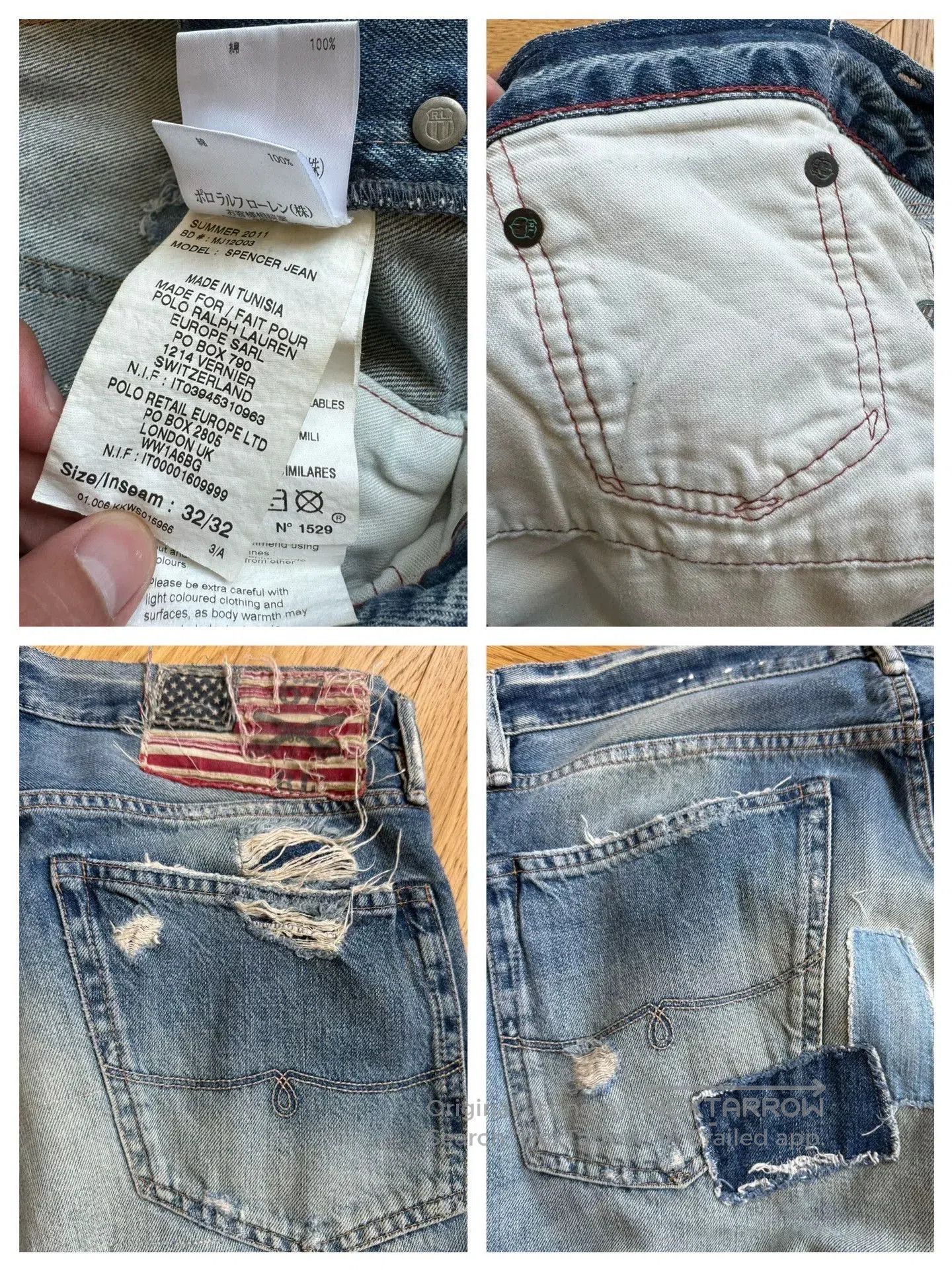 RLX Ralph Lauren Vintage Wash Patchwork Denim Jeans. Size US 32 / EU 48 - 9 Thumbnail