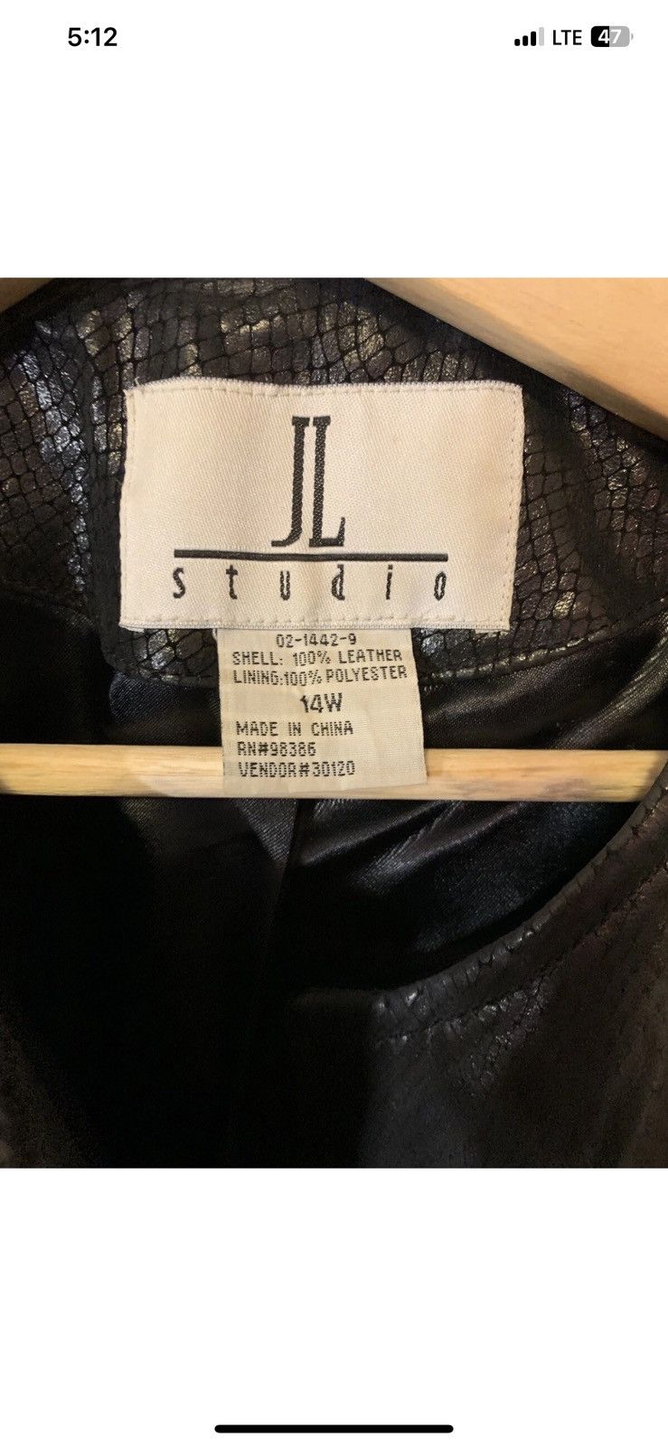 Other JL Studio Womens Sz 14W Black Leather Jacket Size XL / US 12-14 / IT 48-50 - 2 Thumbnail