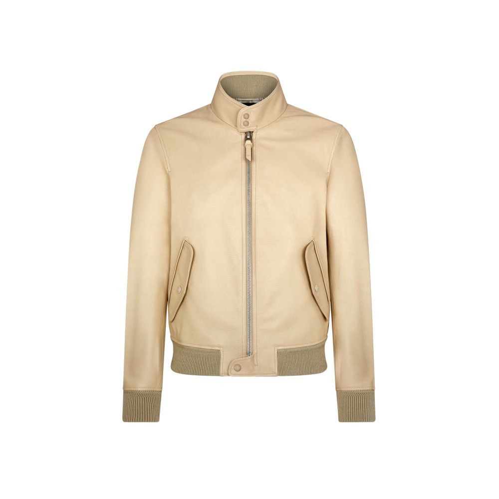 Tom Ford o1loc1c0226 LBG003 Leather Blouson Jacket in Beige Size US M / EU 48-50 / 2 - 1 Thumbnail
