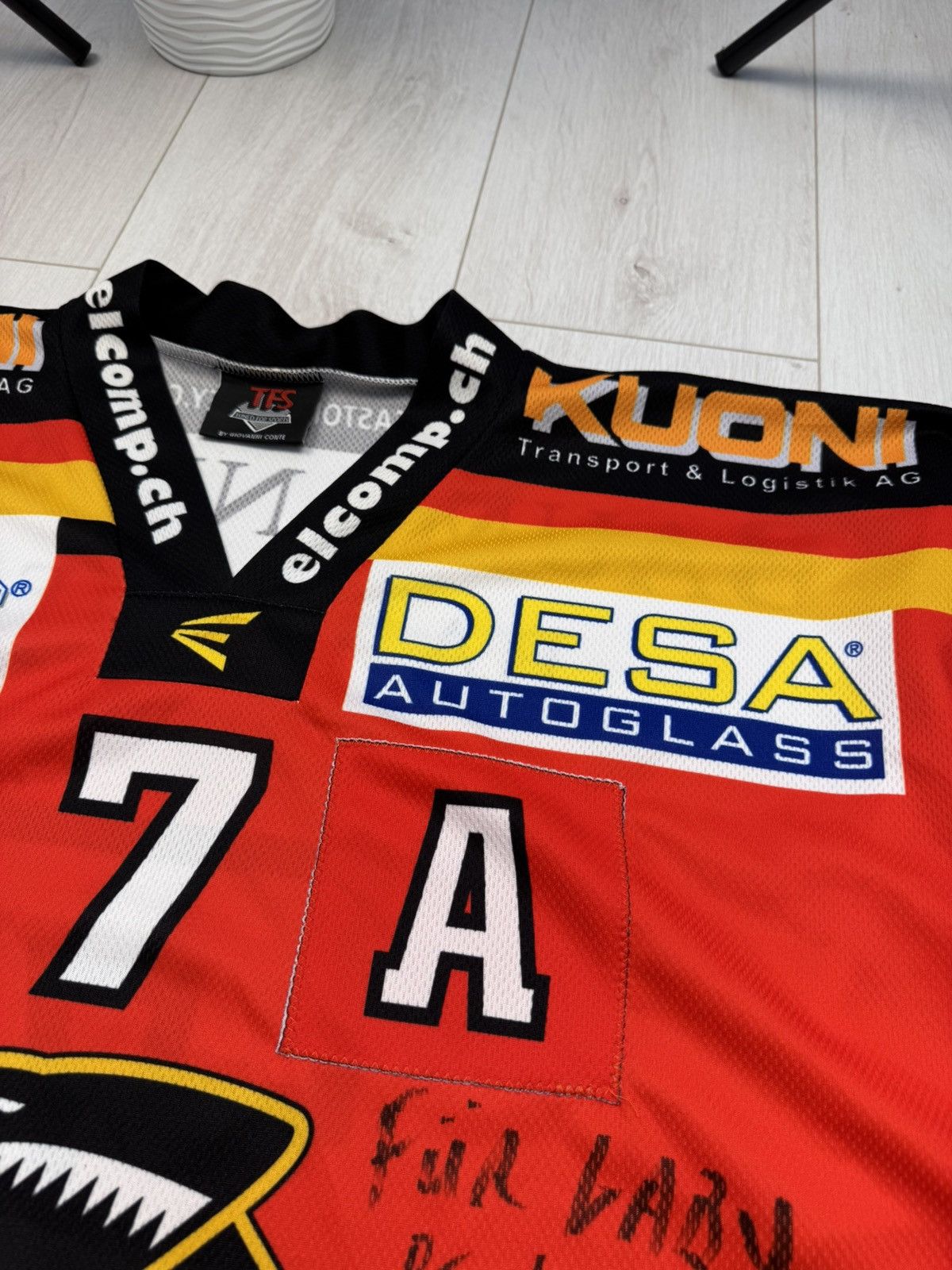 Other MATCHWORN SIGNED EHC BASEL 2012 ice hockey jersey Rare Size US XL / EU 56 / 4 - 5 Thumbnail