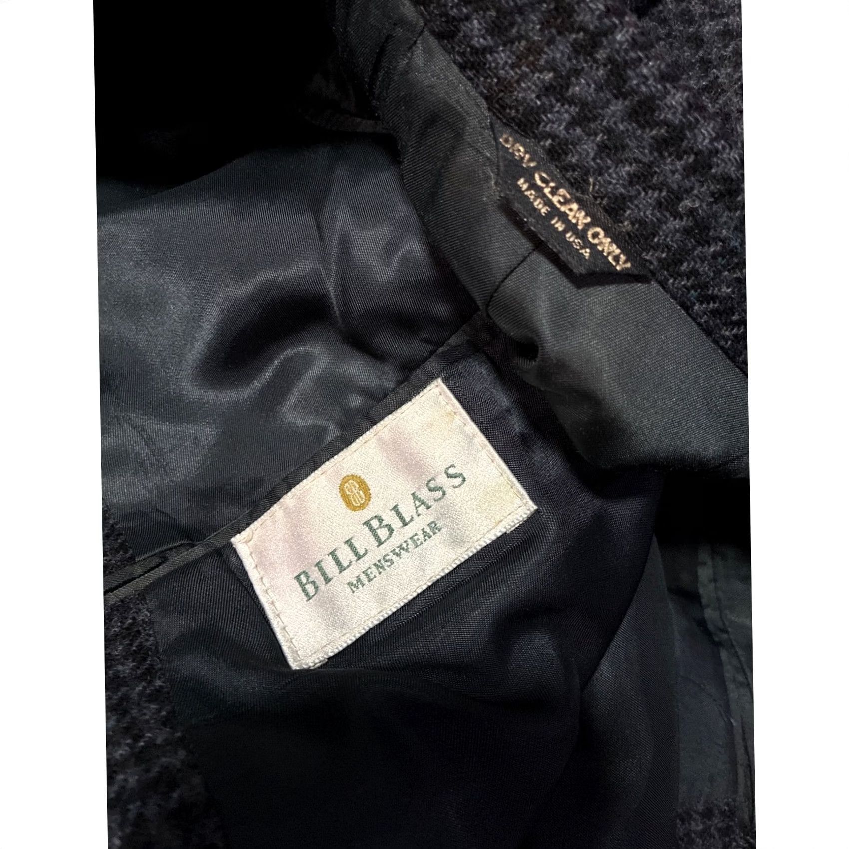 Bill Blass VINTAGE Bill Blass Houndstooth Two Button Blazer Sport Coat Mens 40 Grey Size 40R - 7 Thumbnail