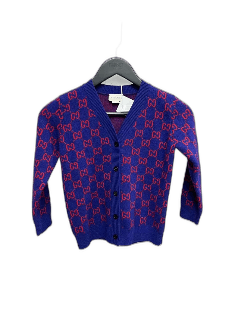 Gucci Gucci Kids Blue Wool Cardigan with Print Size US S / EU 44-46 / 1 - 1 Thumbnail