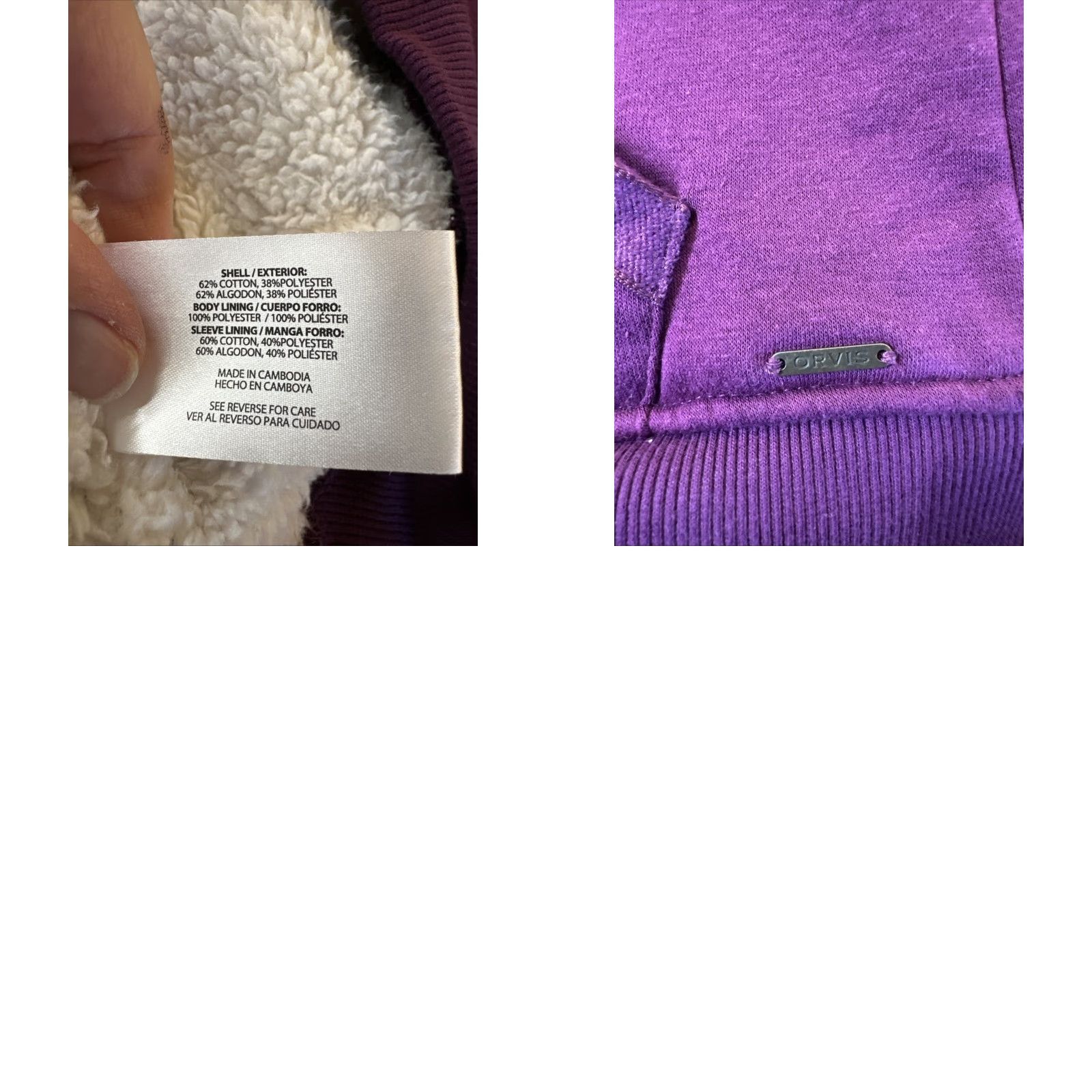 Orvis Orvis Purple Hoodie Jacket M Fleece/Sherpa Lined Full Zip Hooded Pockets Women Size M / US 6-8 / IT 42-44 - 8 Thumbnail