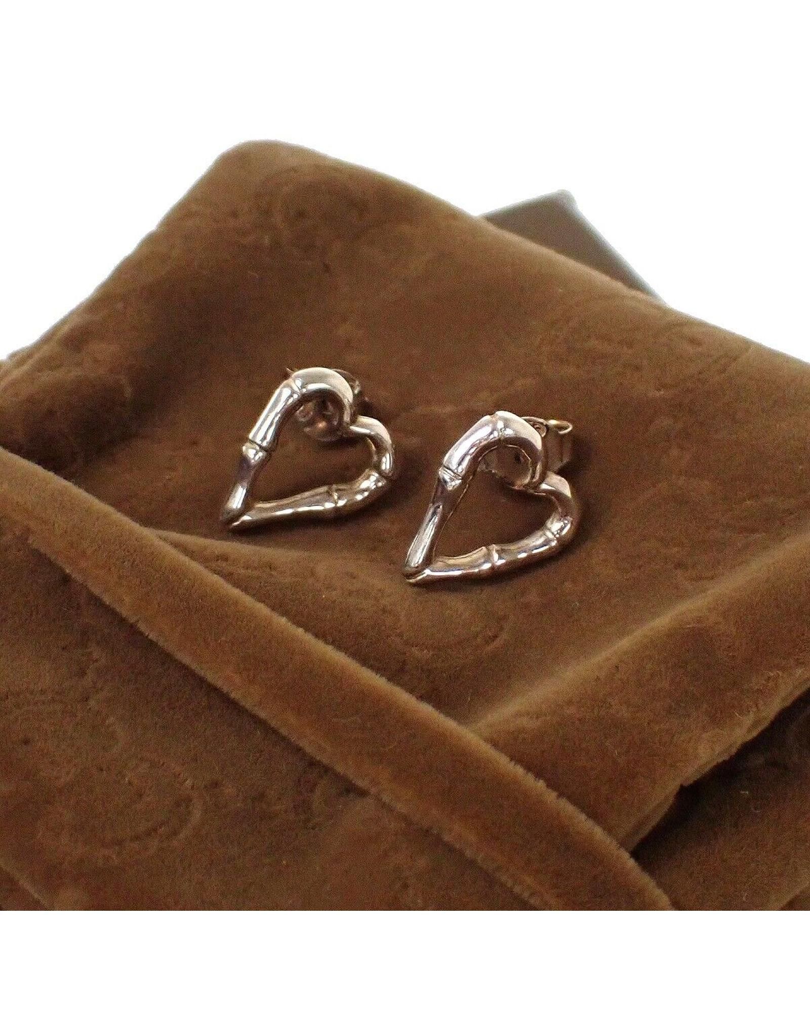image of Heart-Shaped Silver Gucci Pierce Earrings, Women's
