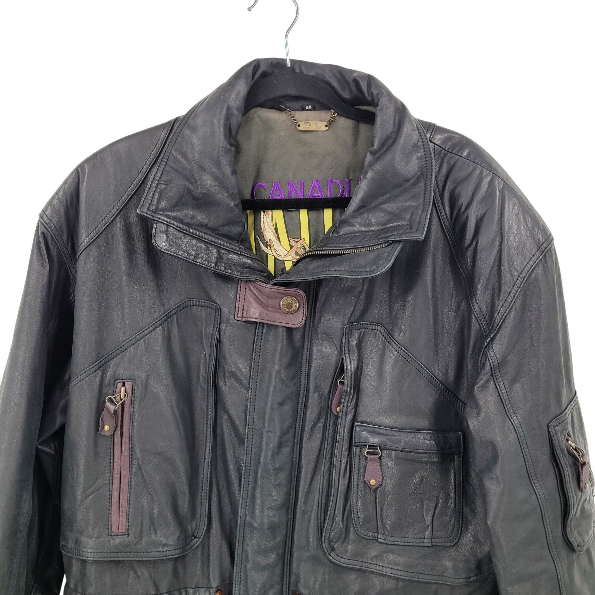 Vintage Vintage Genuine Leather Flight Jacket Mens 48 Black Detaile Size US XXL / EU 58 / 5 - 5 Thumbnail