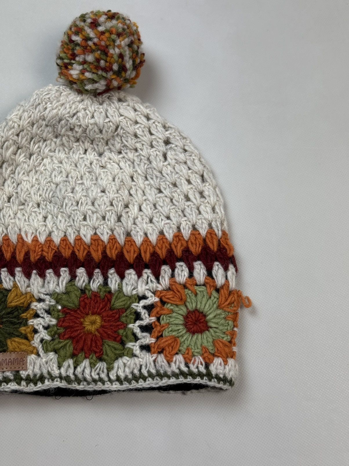 Other Pachamama Floral Pattern Hand Knitted Bobble Beanie Hat Size ONE SIZE - 3 Thumbnail