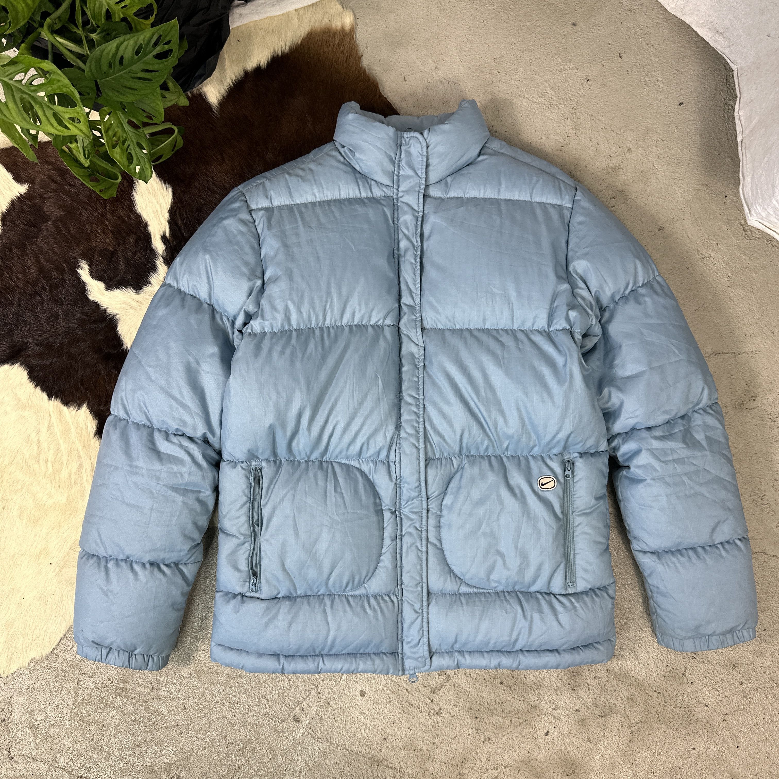 Nike × Vintage Swoosh Puffer Down Jacket Baby Blue Size US S / EU 44-46 / 1 - 2 Thumbnail
