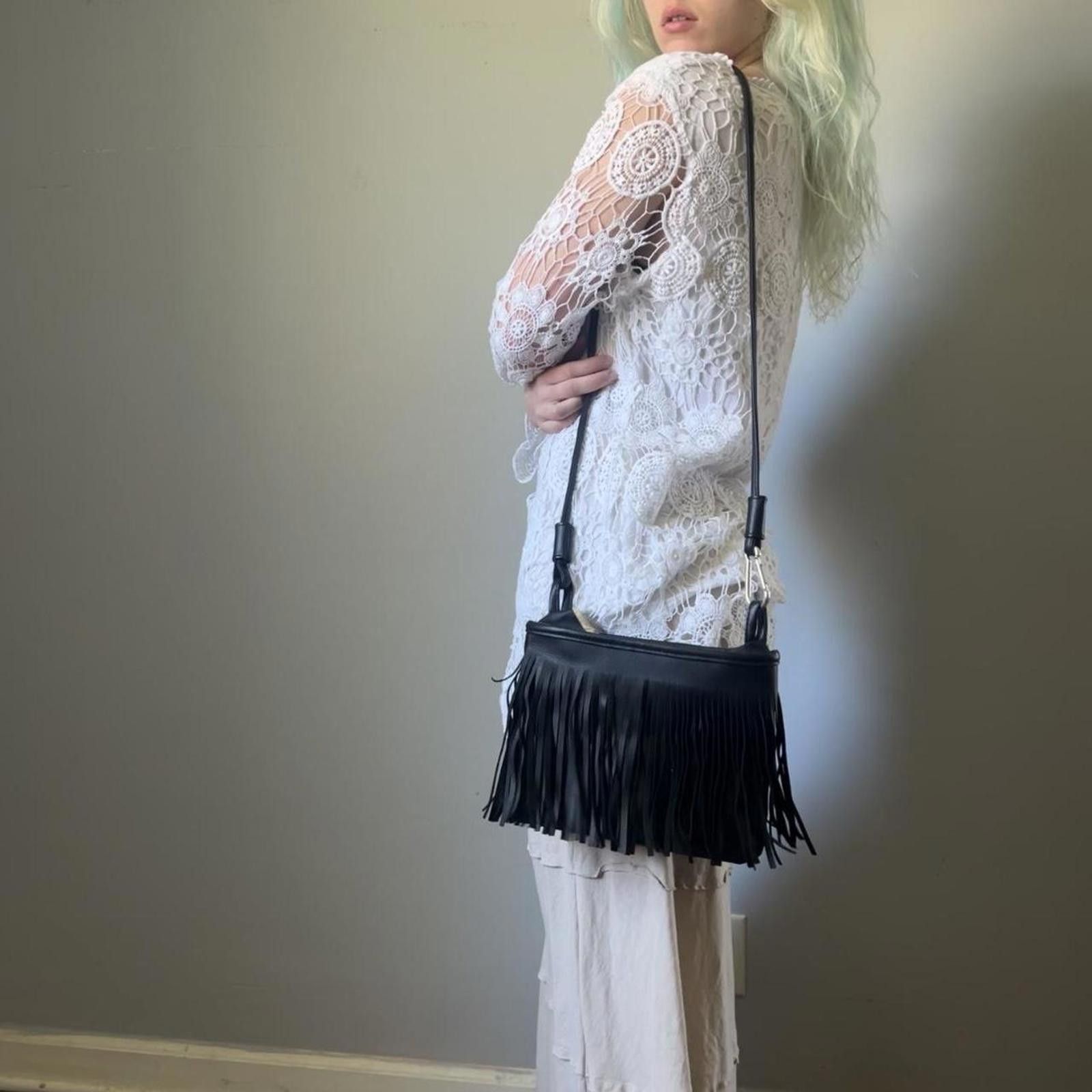 Other black faux leather fringe crossbody bag Size ONE SIZE - 5 Thumbnail