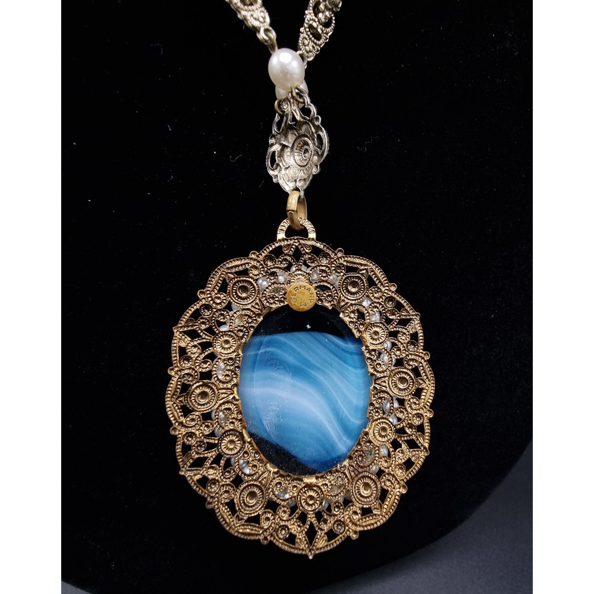 Vintage Vintage West Germany 1960s Gold-Tone Filigree Pendant Neckla Size ONE SIZE - 8 Thumbnail