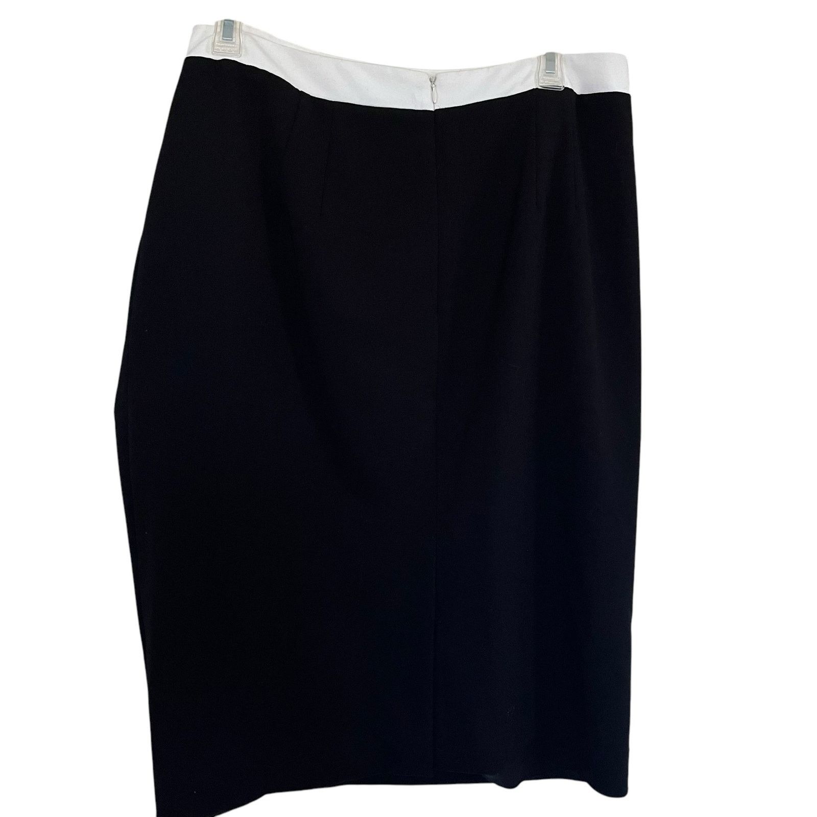 Calvin Klein Calvin Klein Black White Knee Length Pencil Skirt Size 38" / US 16 / IT 52 - 3 Thumbnail