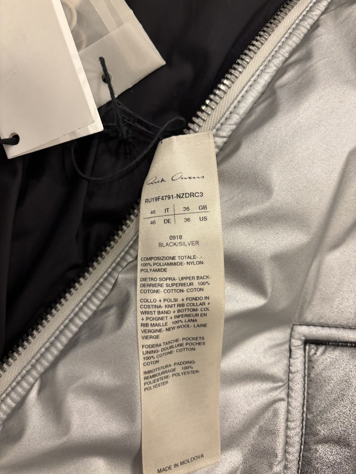 Rick Owens Rick Owens Flight Bomber Black/Silver Larry F/W 19 Size US S / EU 44-46 / 1 - 4 Thumbnail