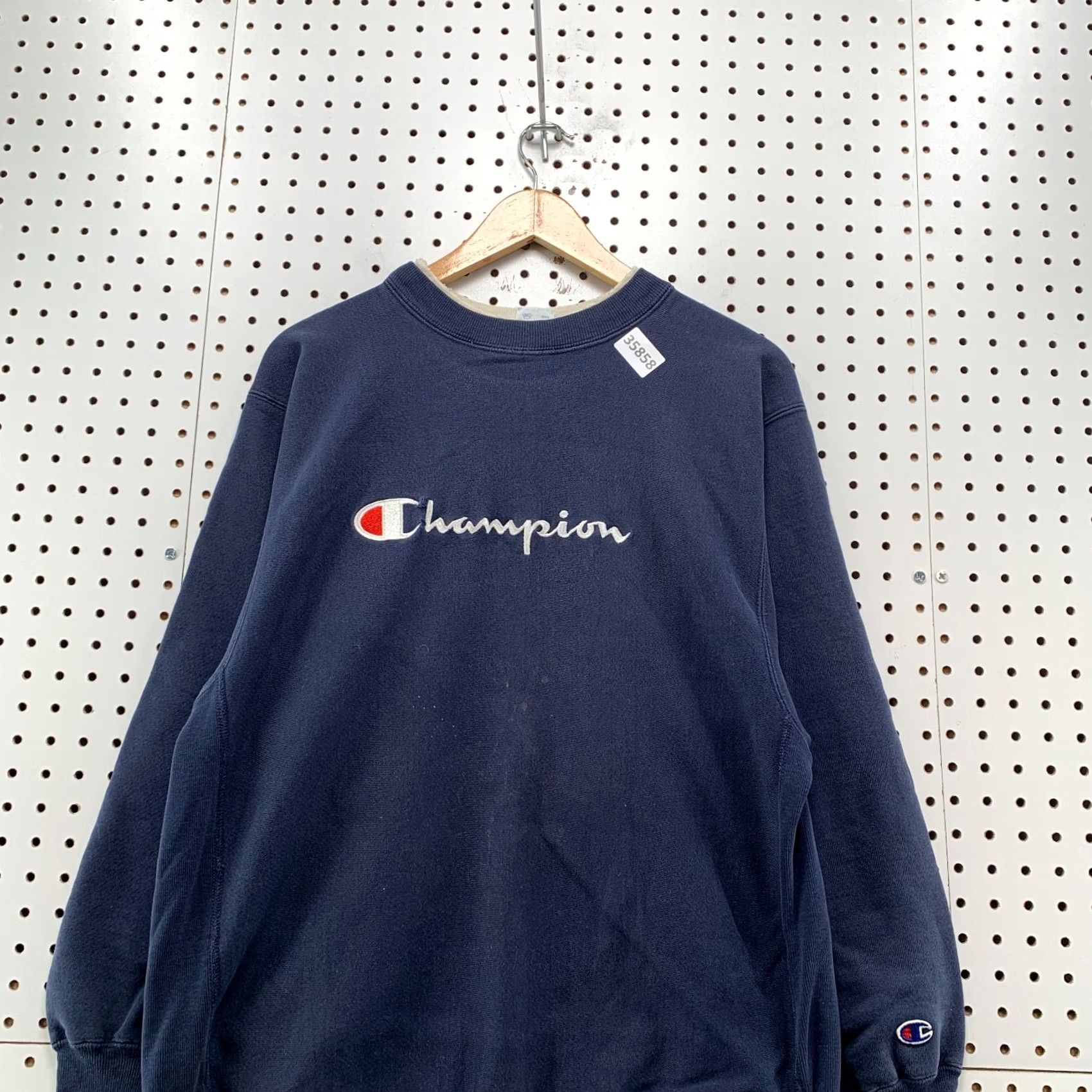 Champion VINTAGE Champion Sweatshirt Mens XL Blue Reverse Weave 90s SpellOut Distressed Size US XL / EU 56 / 4 - 2 Thumbnail