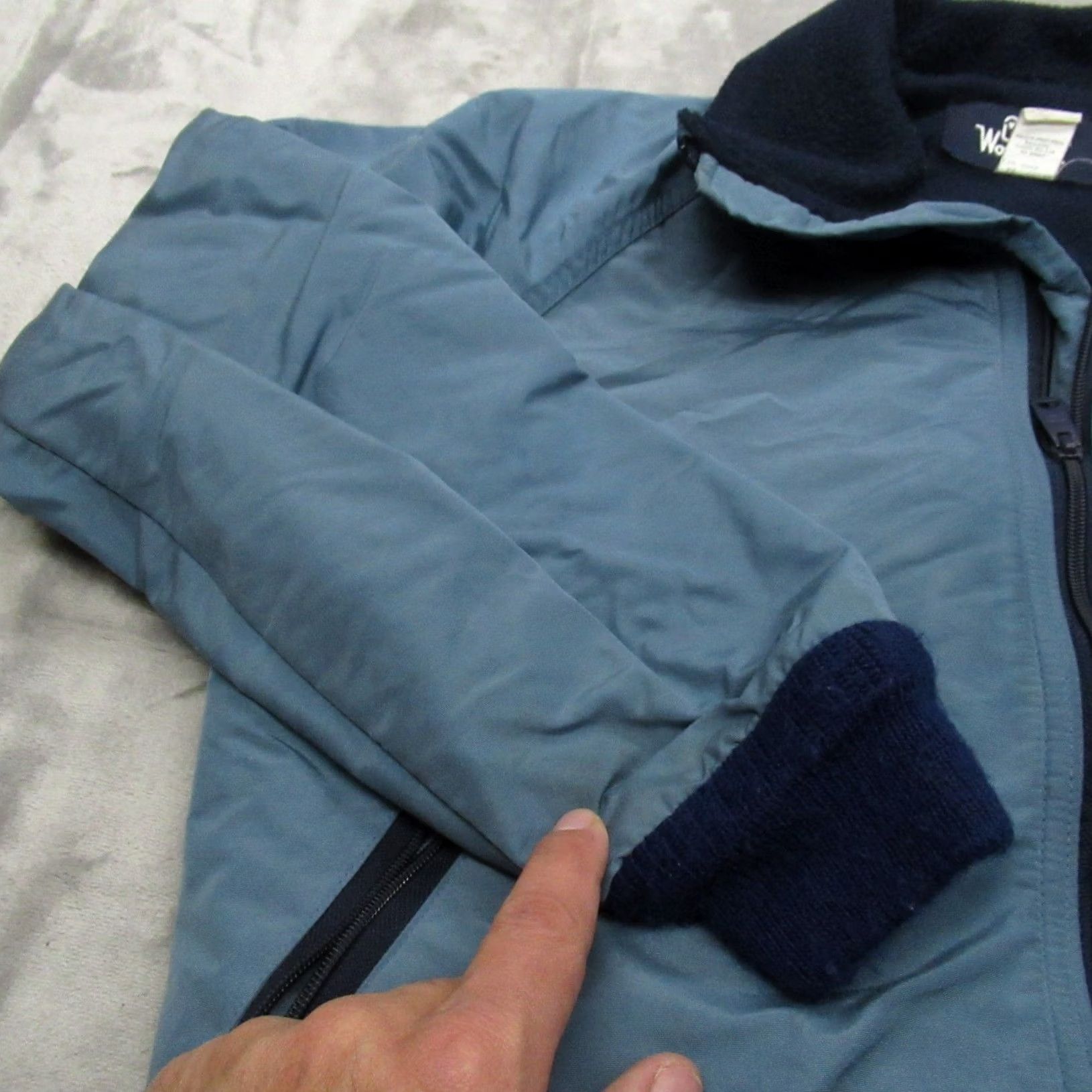 Vintage VINTAGE Woolrich Jacket Women L Blue Nylon Bomber Zip Pockets Fleece Lined Insulated Casual Autumn Winter Spring Size L / US 10 / IT 46 - 3 Thumbnail