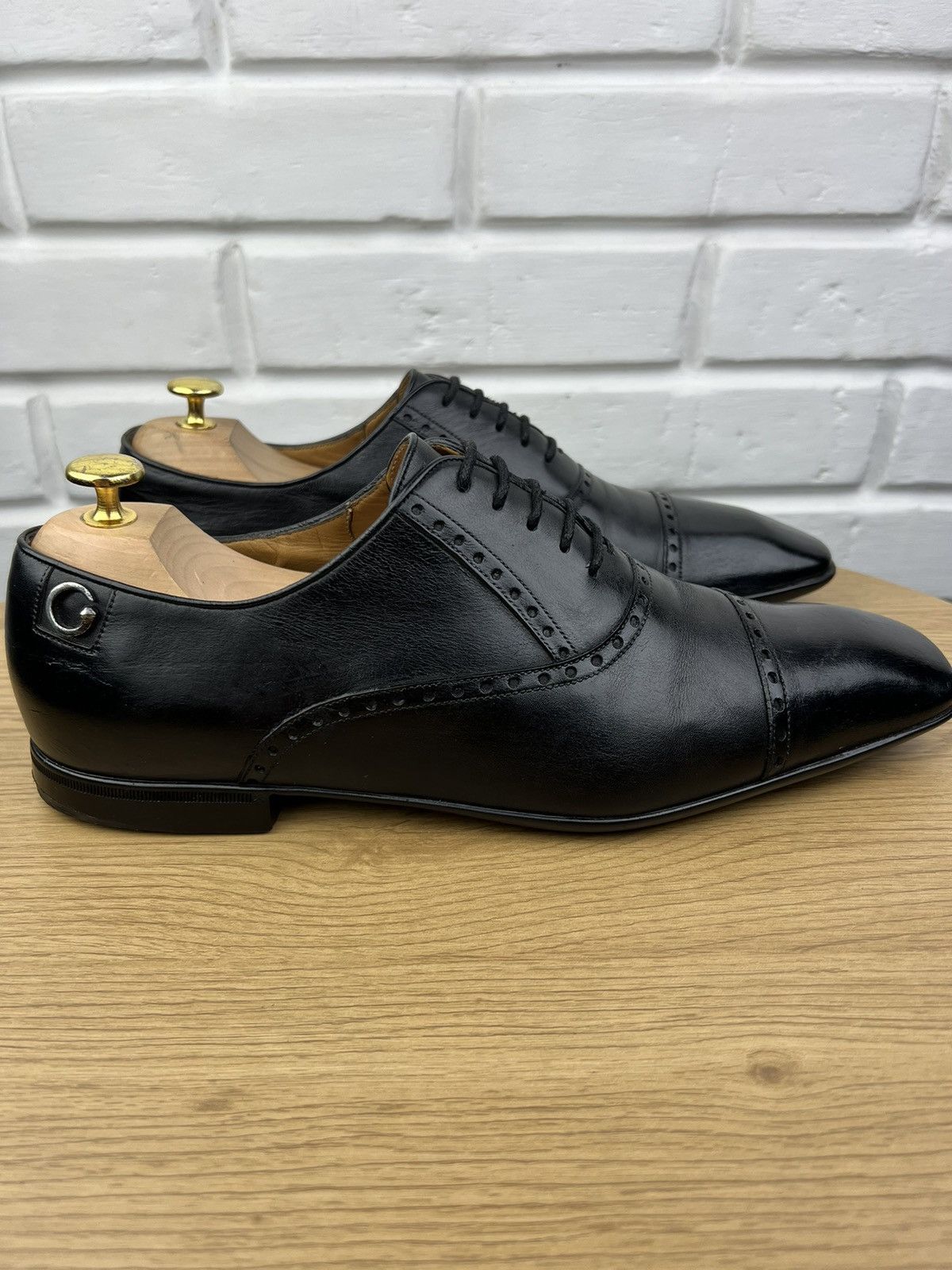 Gucci GUCCI Oxfords Leather Shoes Lace Up Back Logo Black Men’s Size US 10 / EU 43 - 11 Thumbnail