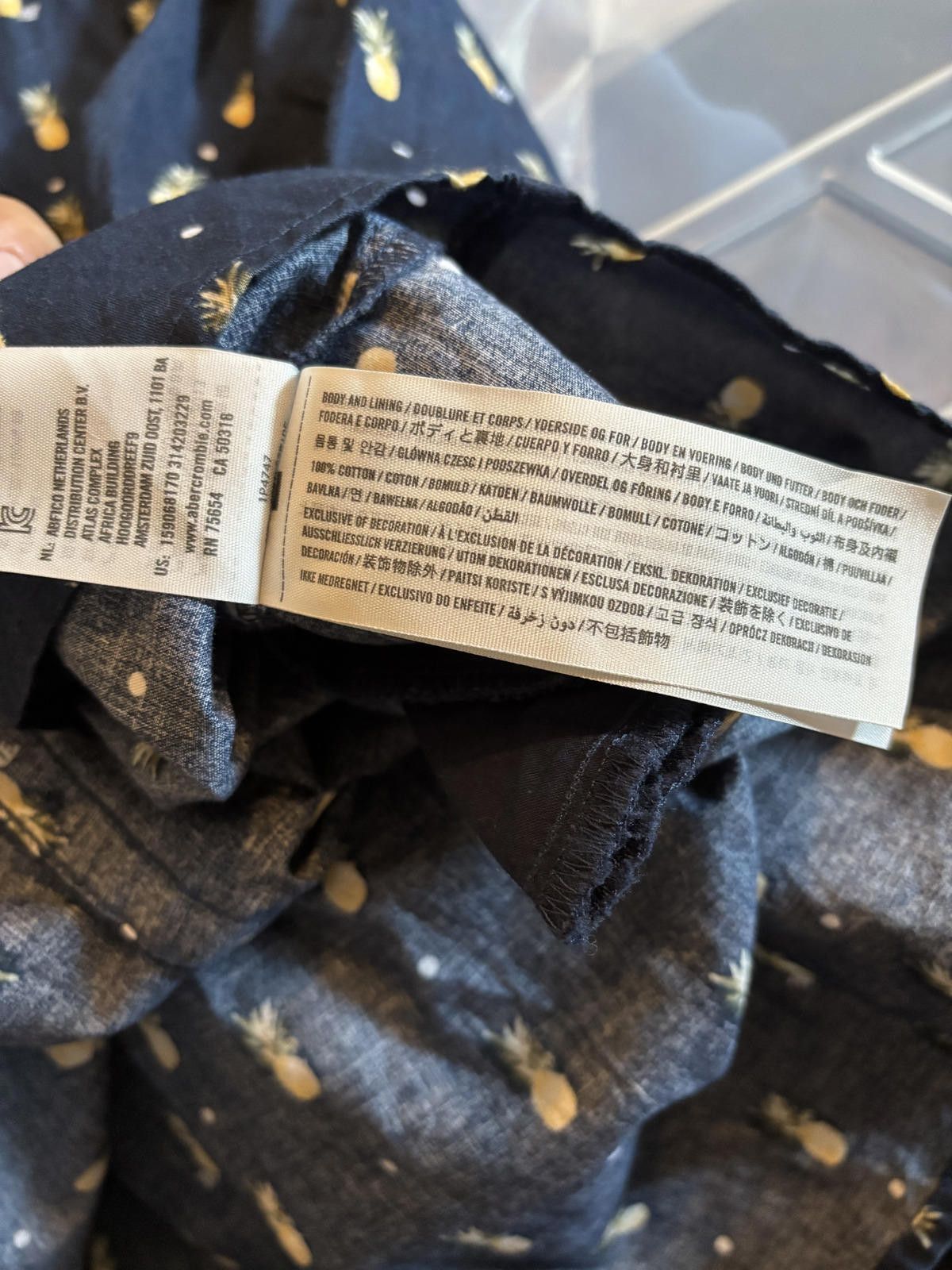 Abercrombie & Fitch Abercrombie & Fitch Navy Blue Pineapple Print Shirt Dres Size XS / US 0-2 / IT 36-38 - 7 Thumbnail