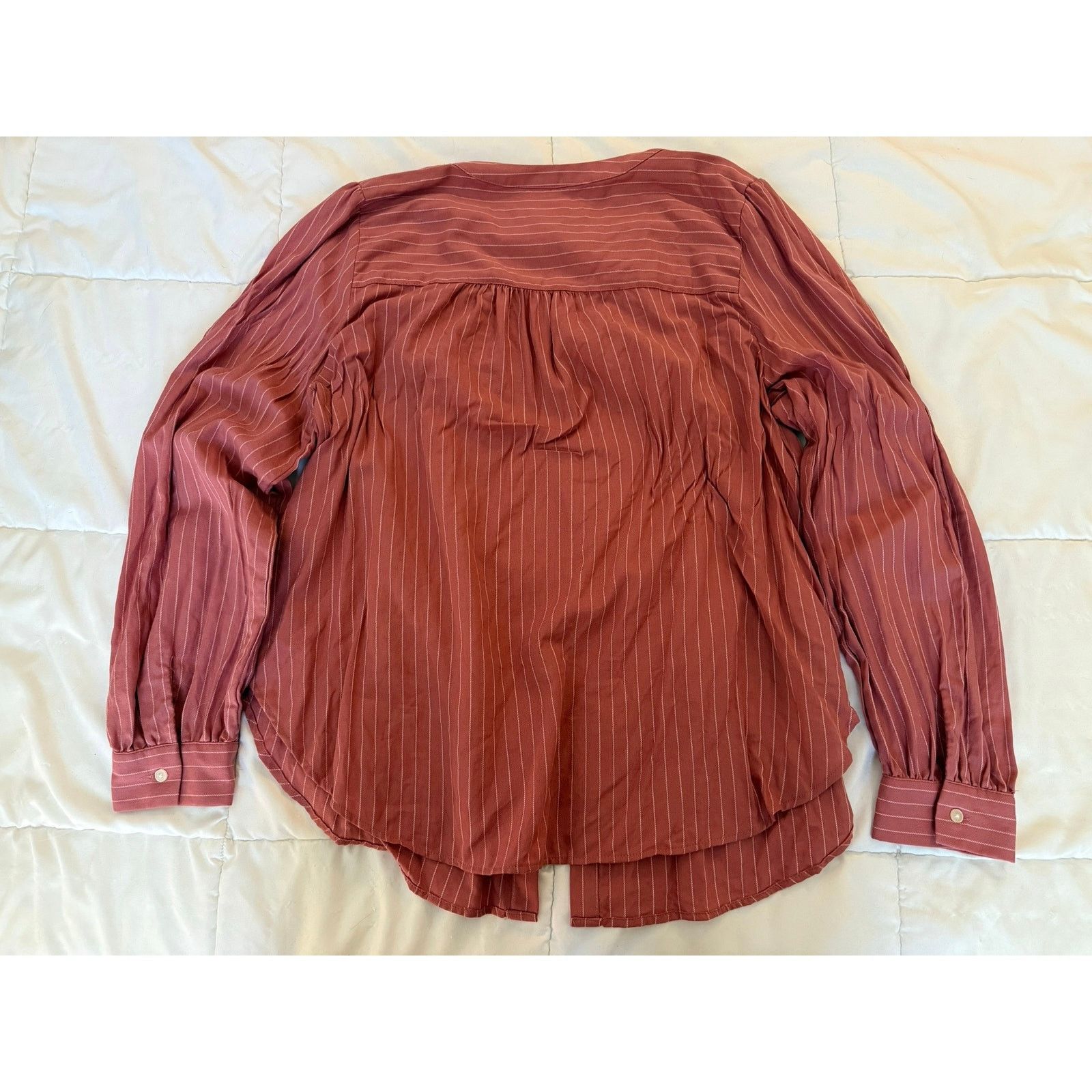 Loft LOFT Pink Pinstripe Blouse 100% Cotton - Size Large Size L / US 10 / IT 46 - 6 Thumbnail