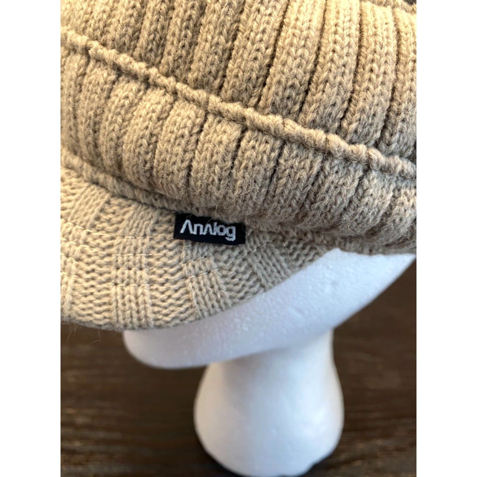 Vintage Analog Mens Beige Knit Newsboy Cap One Size Acrylic Fiddler Fisherman Classic Size ONE SIZE - 6 Thumbnail