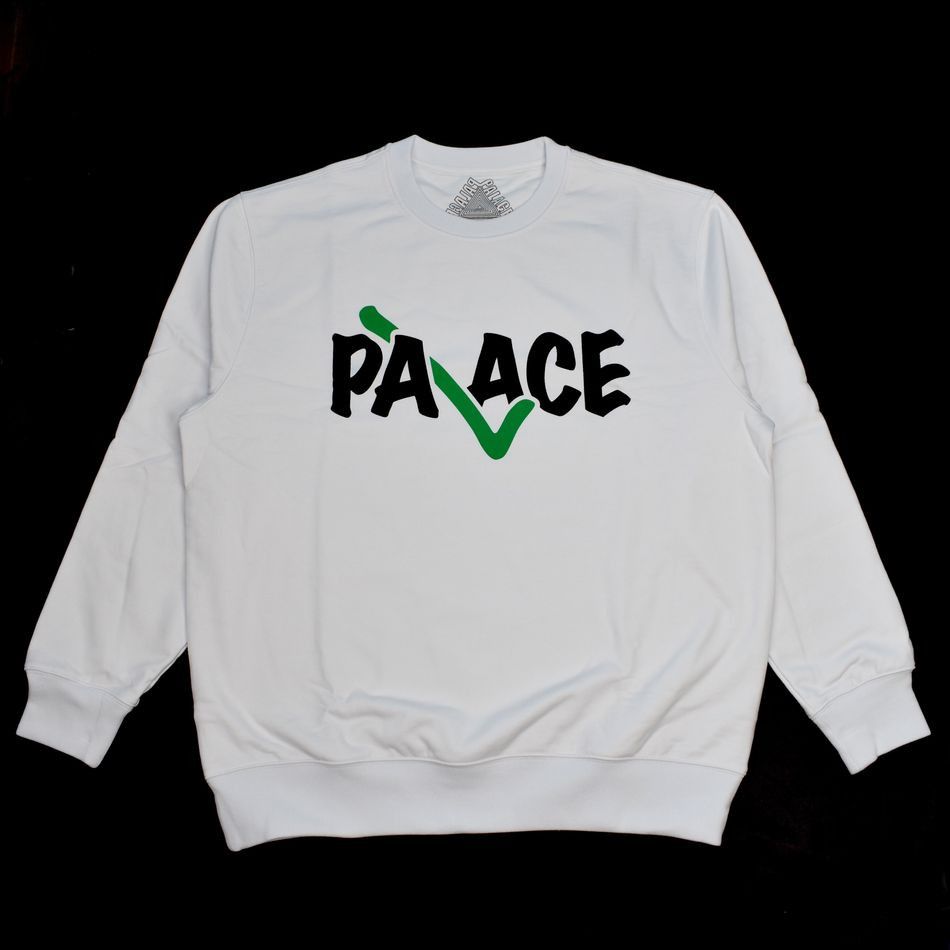 image of Fw17 Palace Correct Logo Crew Sweatshirt White, Men's (Size XL)