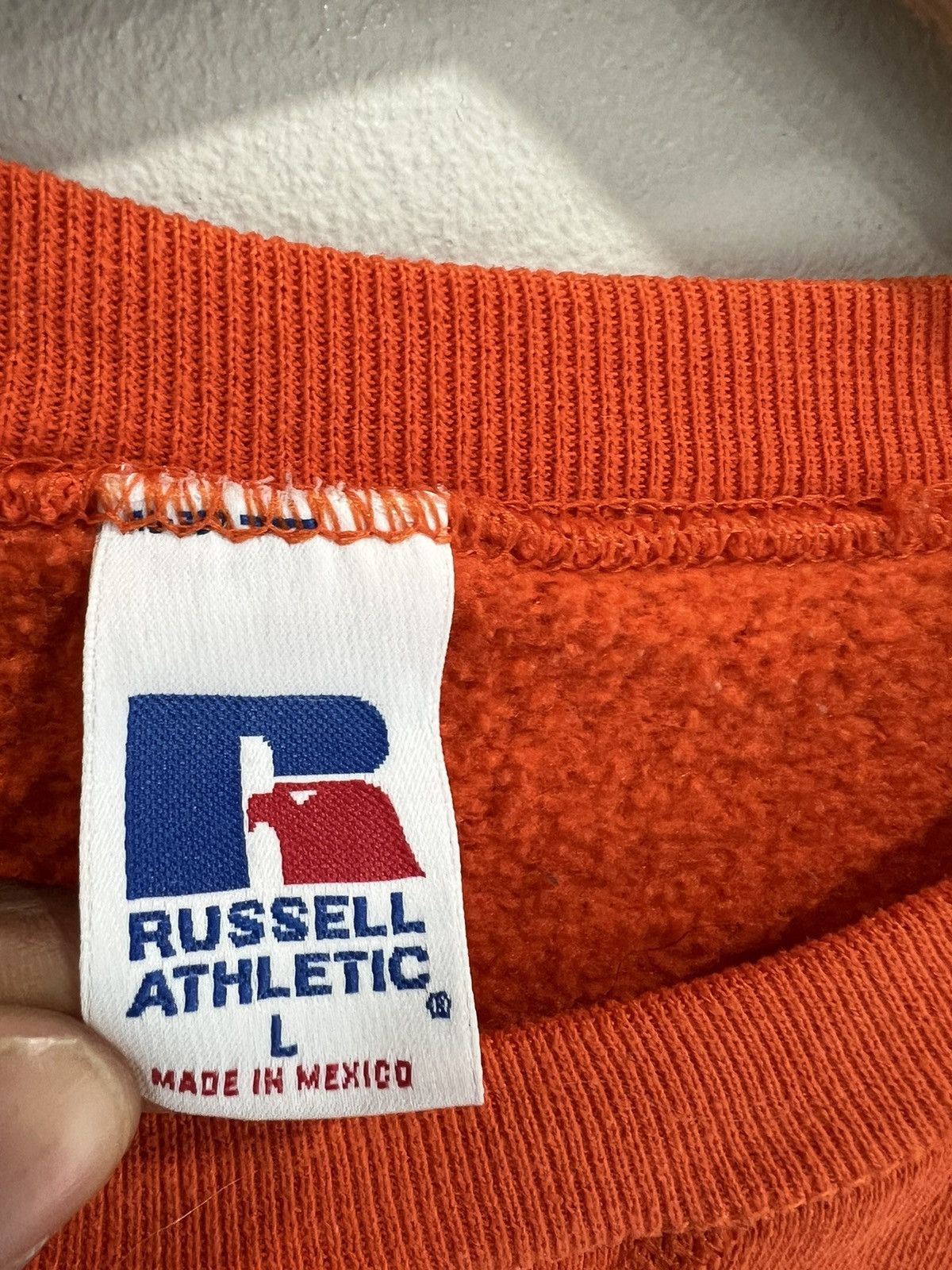 Russell Athletic Vintage 90s Russell Athletic Blank sweater crewneck orange Size US L / EU 52-54 / 3 - 3 Thumbnail