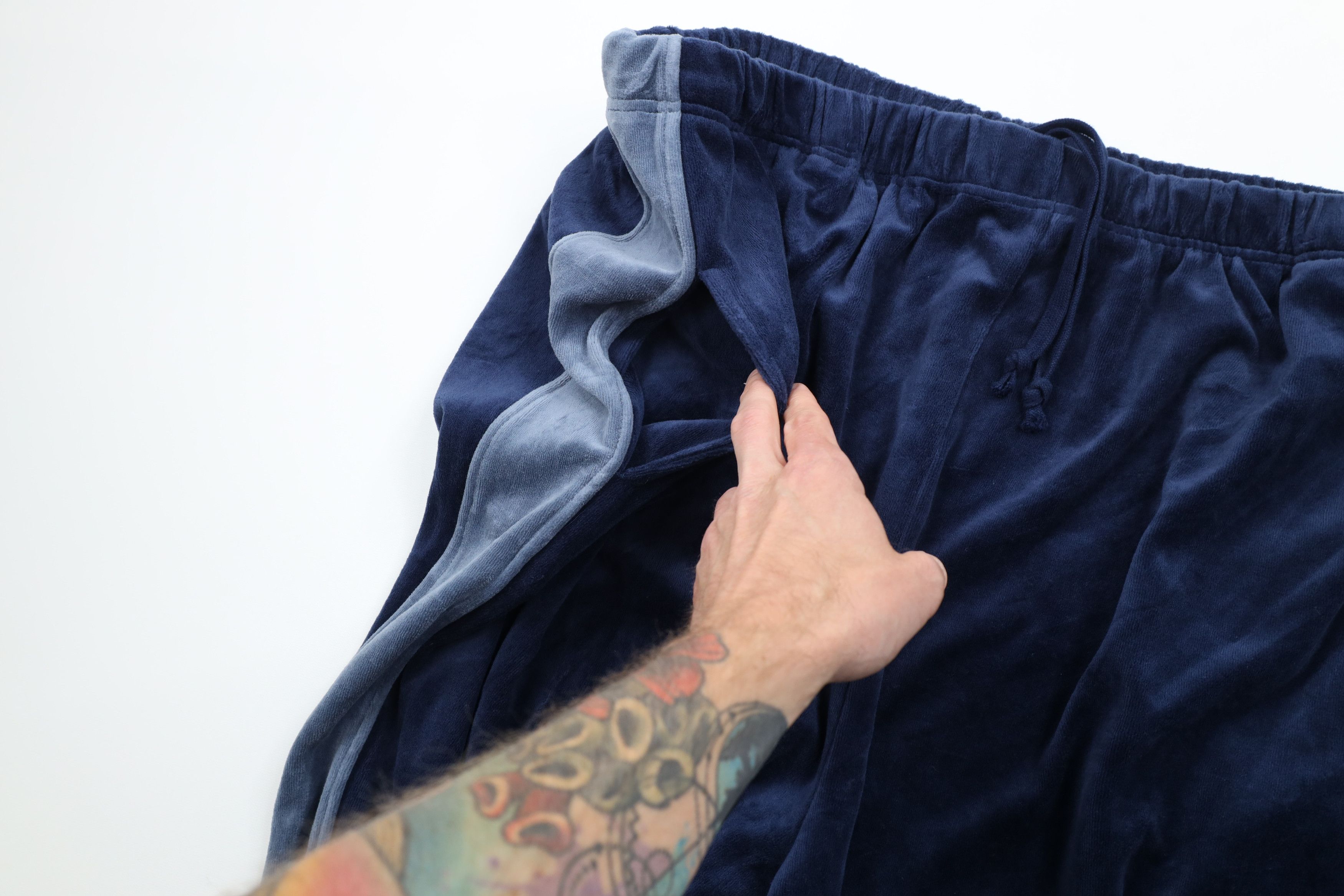 Vintage Vintage 90s Y2K Streetwear Block Wide Leg Velour Pants Blue Size US 44 / EU 60 - 6 Thumbnail