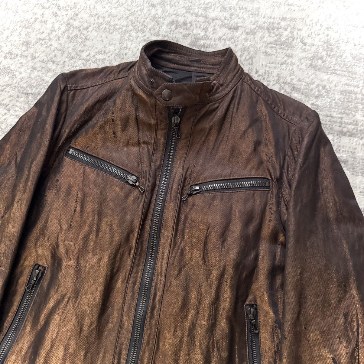 Shellac Shellac Metal Fabric Riri Zipper Distressed Riders Jacket Size US M / EU 48-50 / 2 - 2 Thumbnail