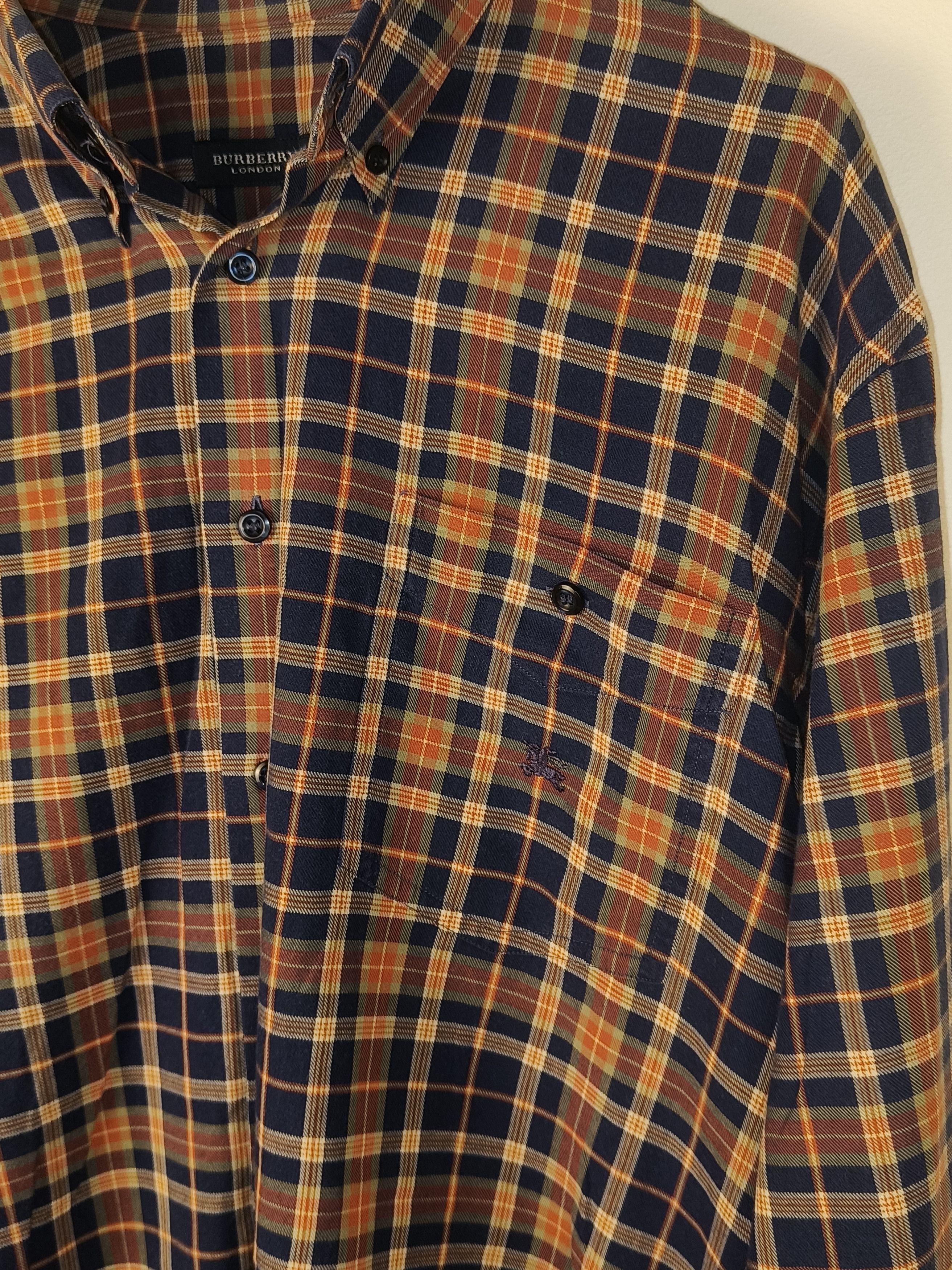 Burberry Burberry New Sussex-E Navy & Camel Check Cotton Shirt Size US L / EU 52-54 / 3 - 2 Thumbnail