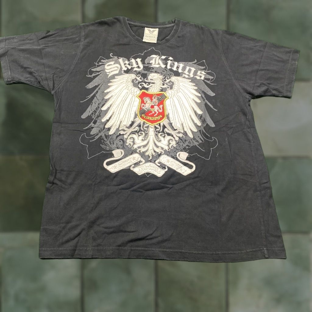Avirex VINTAGE Avirex Shirt Mens 2XL Black 90S Y2K Sky Kings Emo Grunge Punk Baggy Tee Size US XXL / EU 58 / 5 - 1 Thumbnail