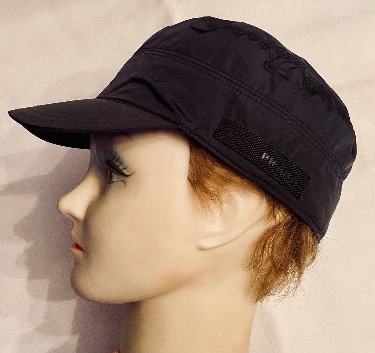 Prada Prada 🇮🇹 Blue Nylon Logo Techno Stripe Cadet Cap Vintage NWT Size ONE SIZE - 8 Thumbnail
