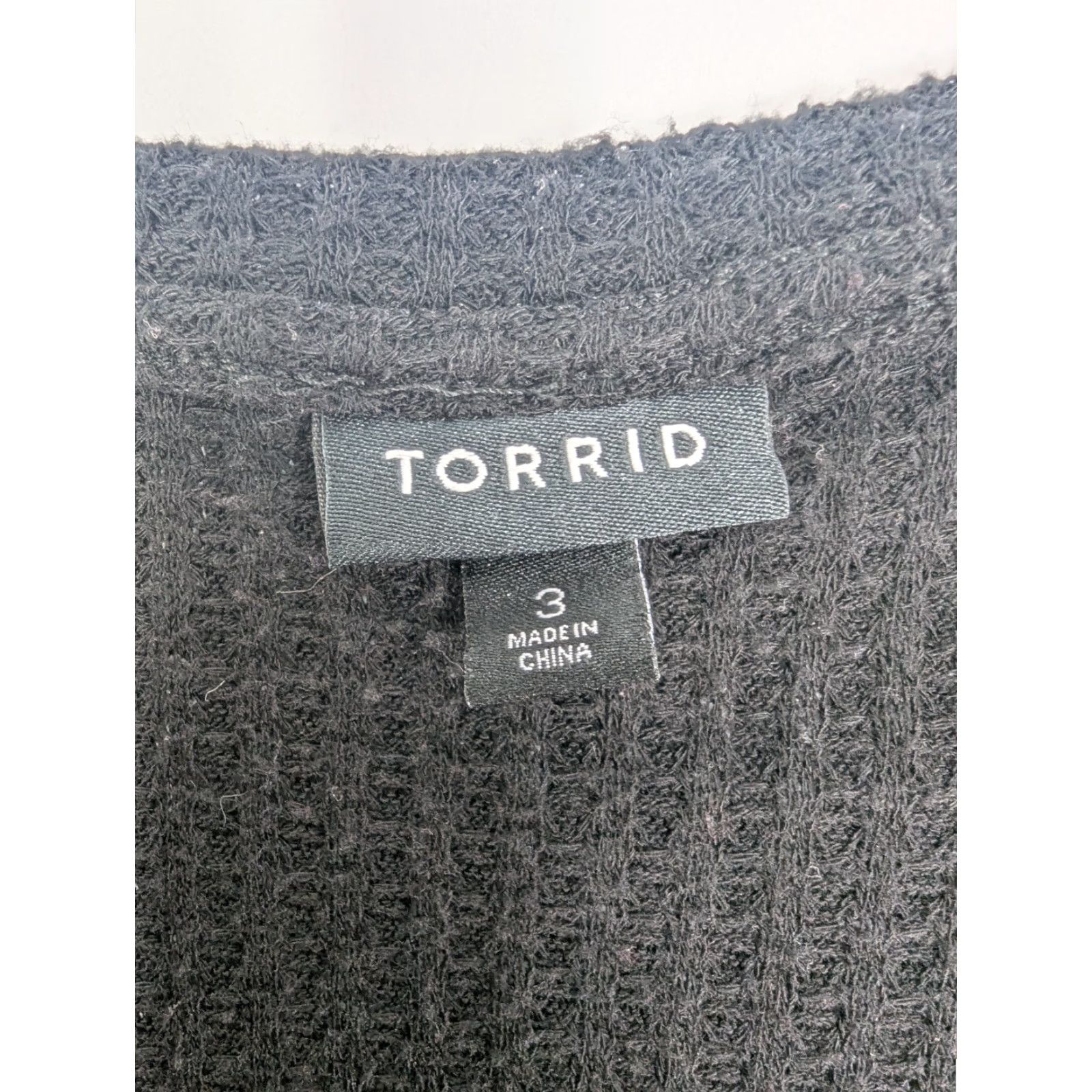 Torrid VINTAGE TORRID Thermal Waffle V-Neck Top Knit 3/4 Sleeve Tunic Size 3 Black Size XXL / US 16-18 / IT 52-54 - 7 Thumbnail