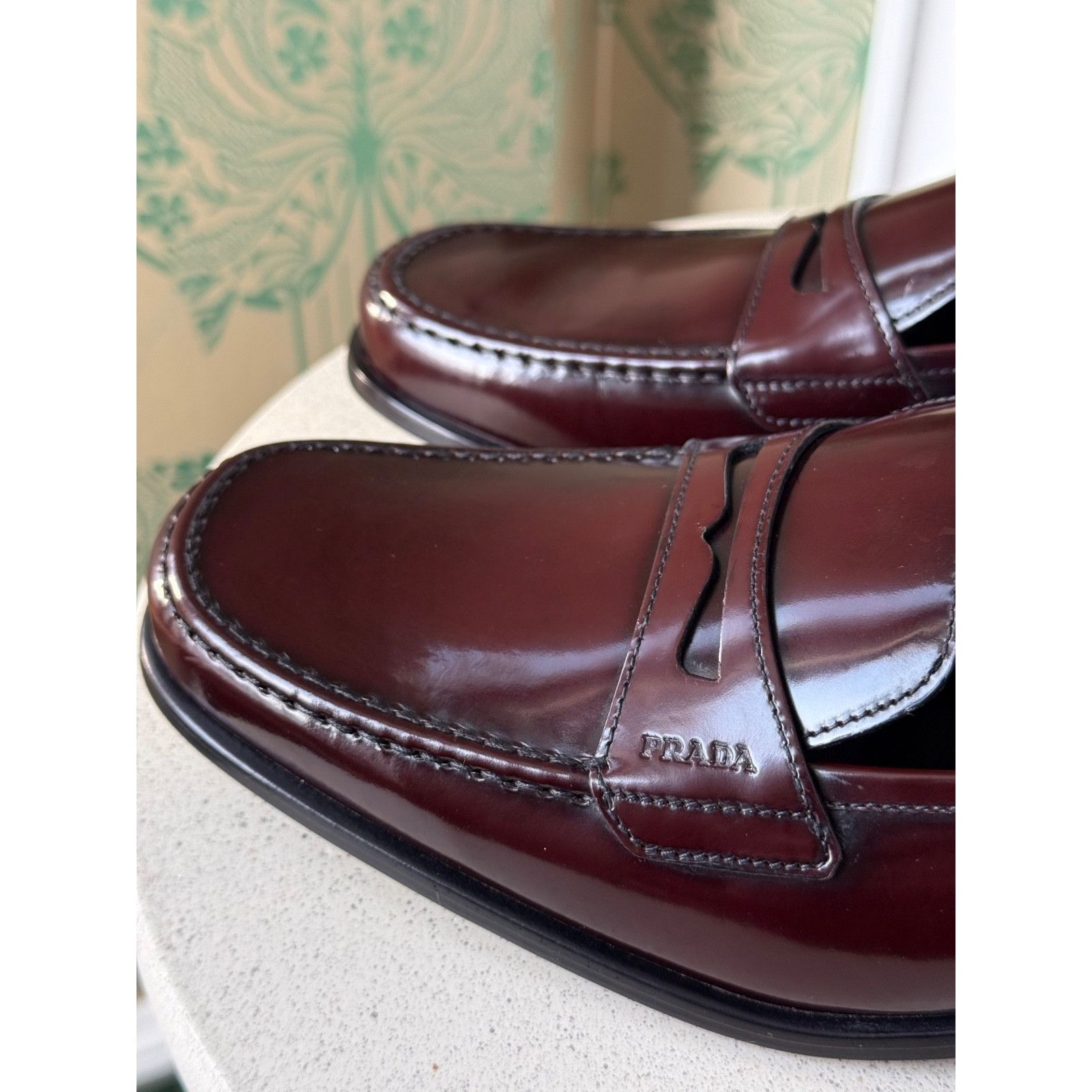 Prada NEW Prada Brushed Leather Cherry Red Womens Loafers Shoes Size US 11 / IT 41 - 8 Thumbnail